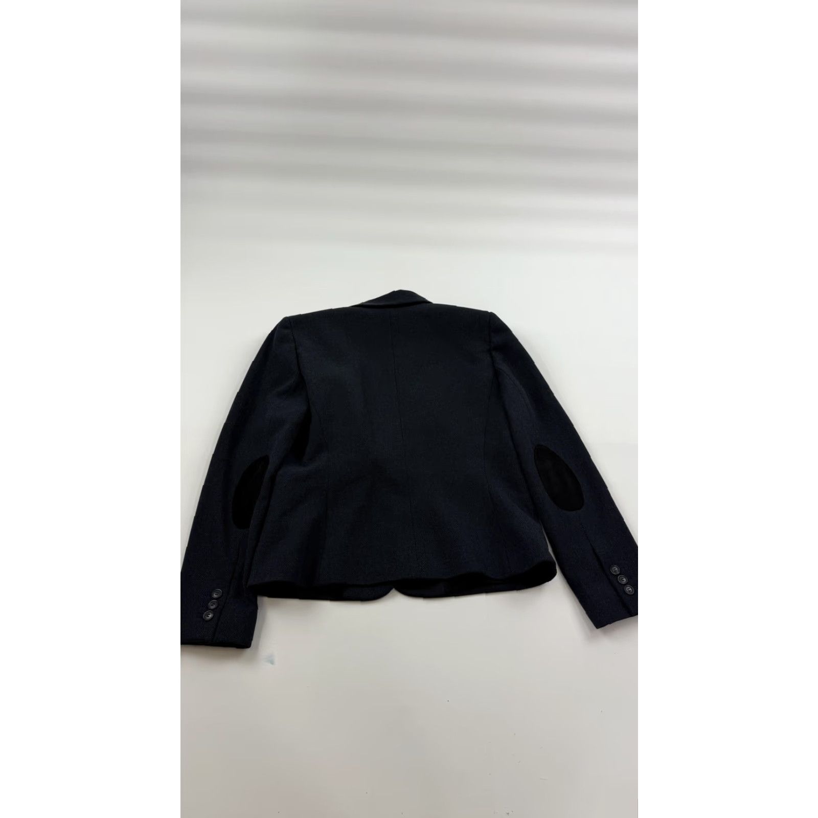 Cremieux Cremieux Blazer Womens 10 Navy Blue Herringbone Elbow Patch Wool Blend Jacket Shirt? Size L / US 10 / IT 46 - 5 Thumbnail