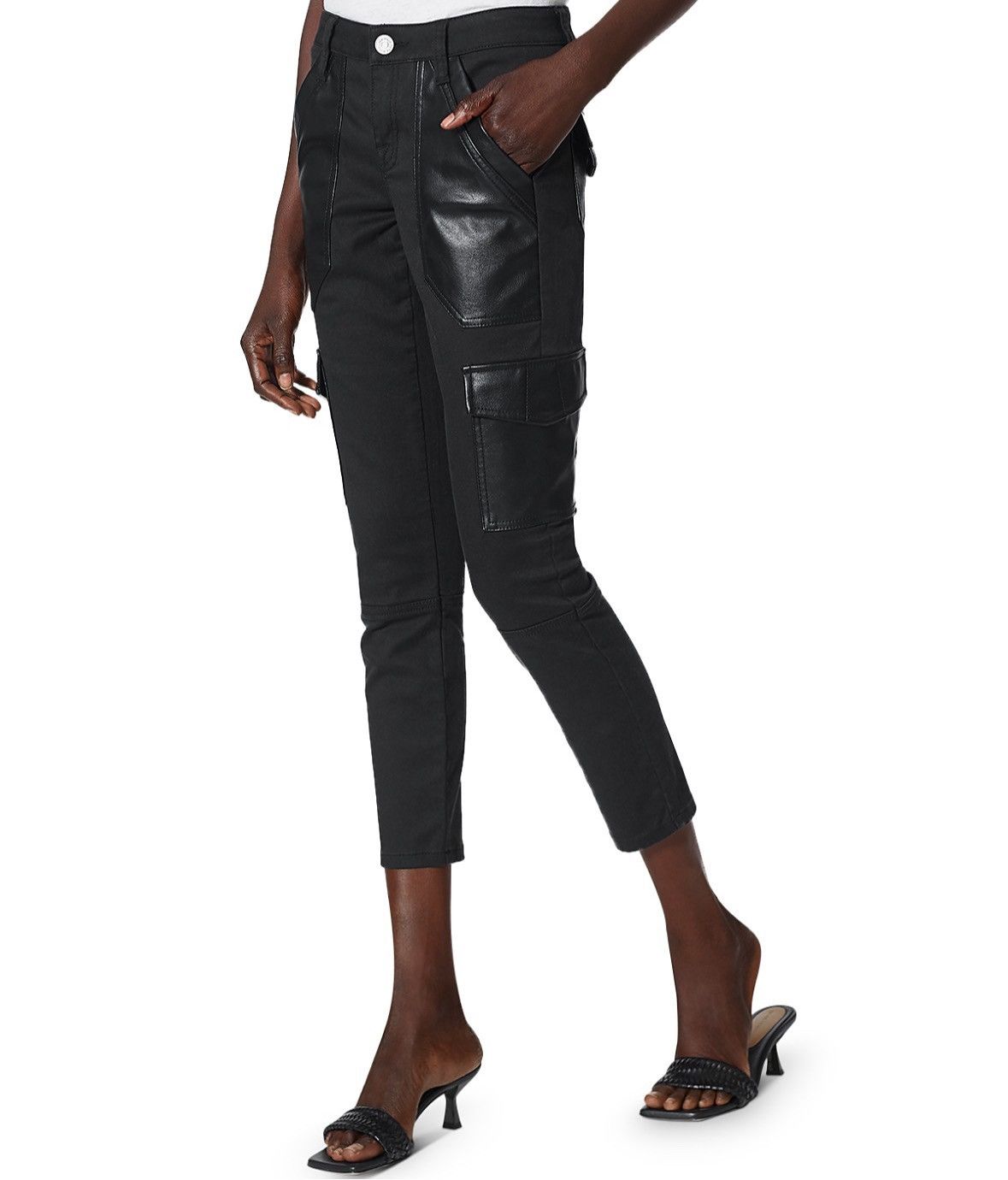 Joie JOIE Okana Faux Leather Trimmed Cropped Pants Size 29" - 3 Thumbnail