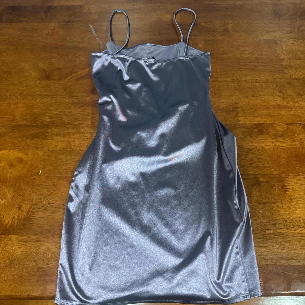 Designer Chic Satin Night Out Dress - Elegant Gray Slip Dress Size L / US 10 / IT 46 - 2 Thumbnail