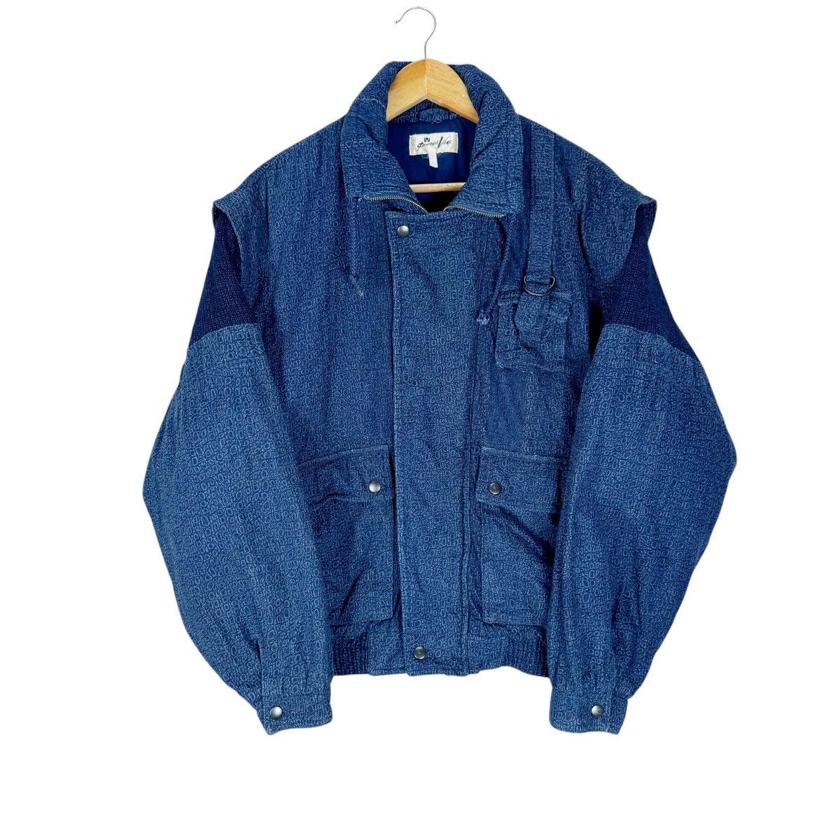 Issey Miyake 🌟VINTAGE 80s VISE DENIM BONDAGE BOMBER JACKET Size US M / EU 48-50 / 2 - 6 Thumbnail