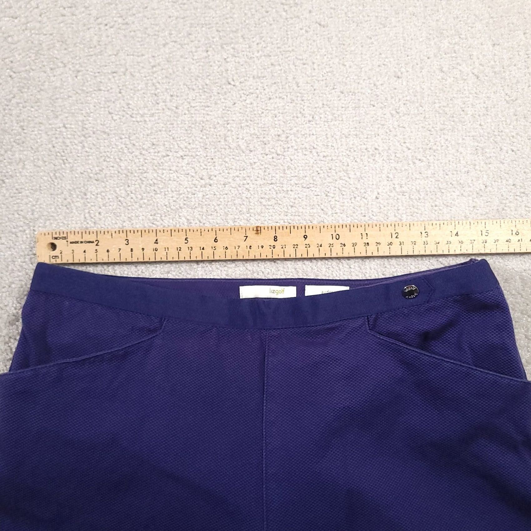 Vintage Lizgolf Pants Womens 6 Purple Audra Cotton Blend Golf Golfer Pants Regular Purple Plaid Belted Pockets 24in Inseam Size 28" / US 6 / IT 42 - 3 Thumbnail