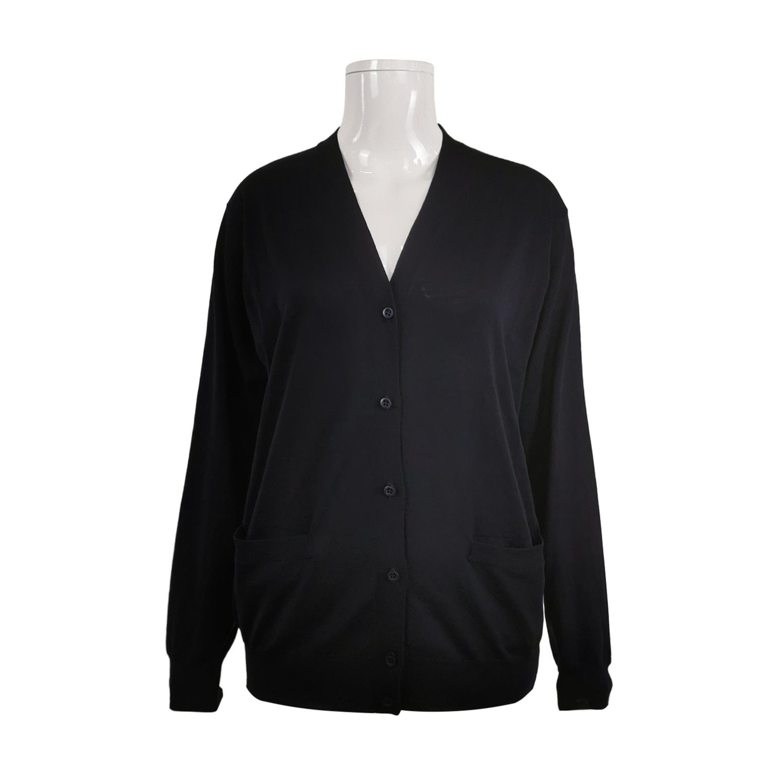 Prada Prada Black Wool V-Neck Long Sleeve Sweater 0089 Size S / US 4 / IT 40 - 1 Thumbnail