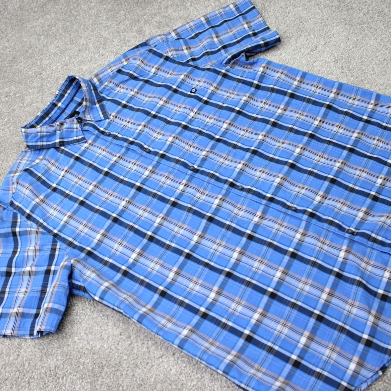 Marmot Marmot Shirt Mens XL Blue Plaid Polynosic Rayon/Polyester Short Sleeve Button Up Size US XL / EU 56 / 4 - 6 Thumbnail