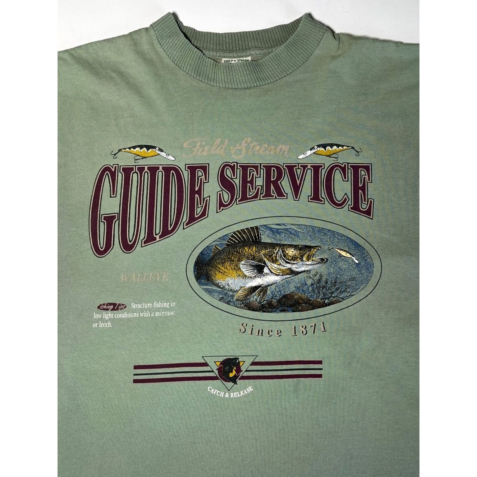 Vintage VINTAGE Field & Stream T-Shirt Mens 90s Fishing Green Size L Made in USA Size US L / EU 52-54 / 3 - 4 Thumbnail
