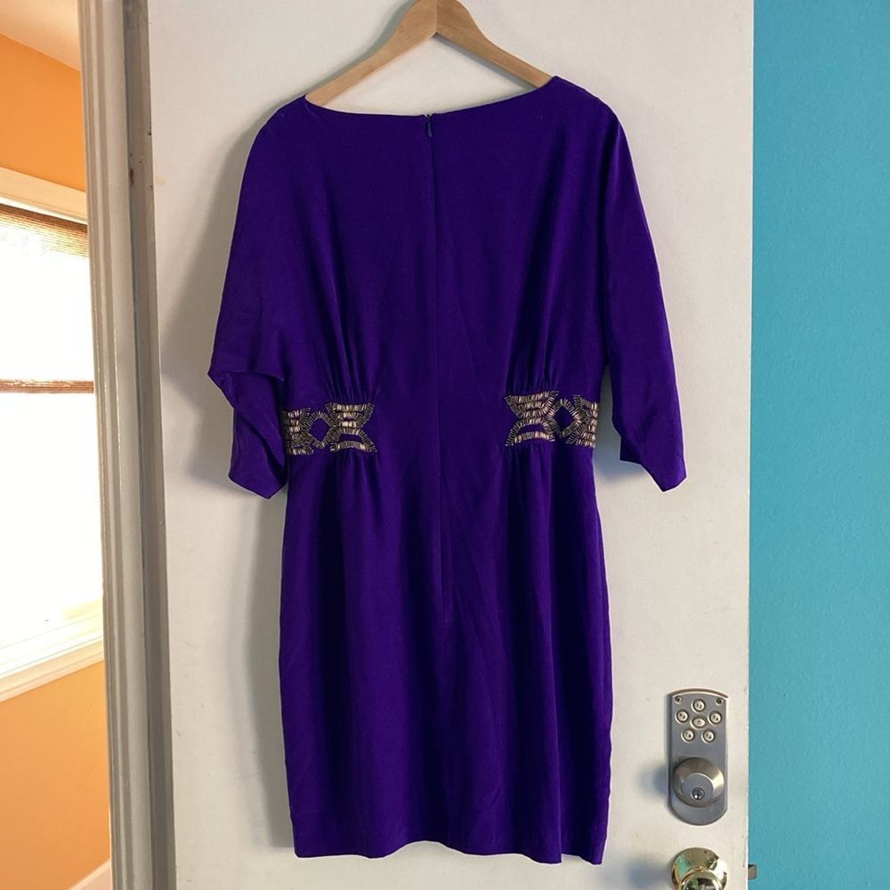 Trina Turk Trina Turk Womans Purple Silk Drape Neck Dress Size 12 Beade Size XL / US 12-14 / IT 48-50 - 5 Thumbnail