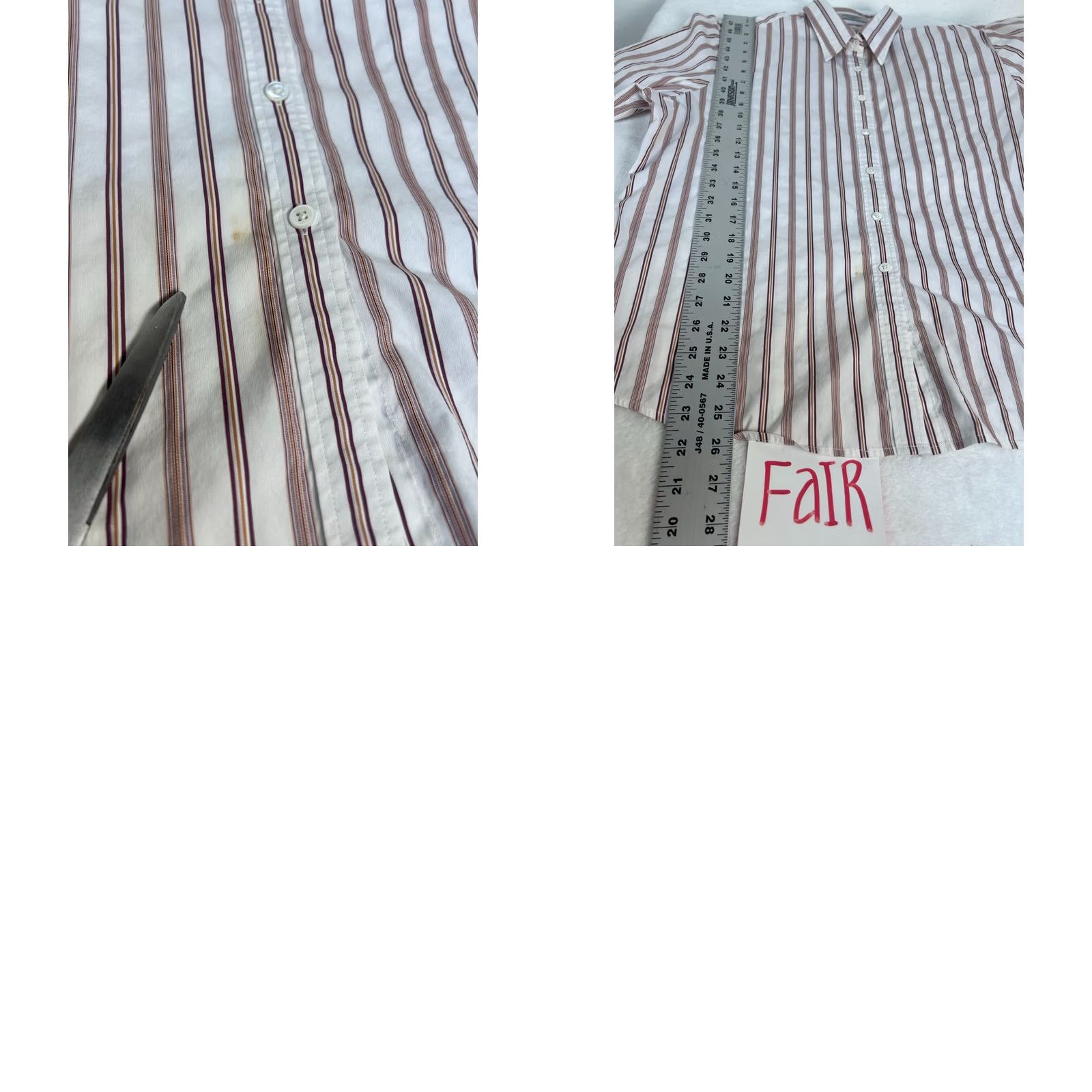 Faconnable Faconnable Womens Striped Button-Up Shirt White & Red XL Cotton Stretch Casual Size XL / US 12-14 / IT 48-50 - 8 Thumbnail