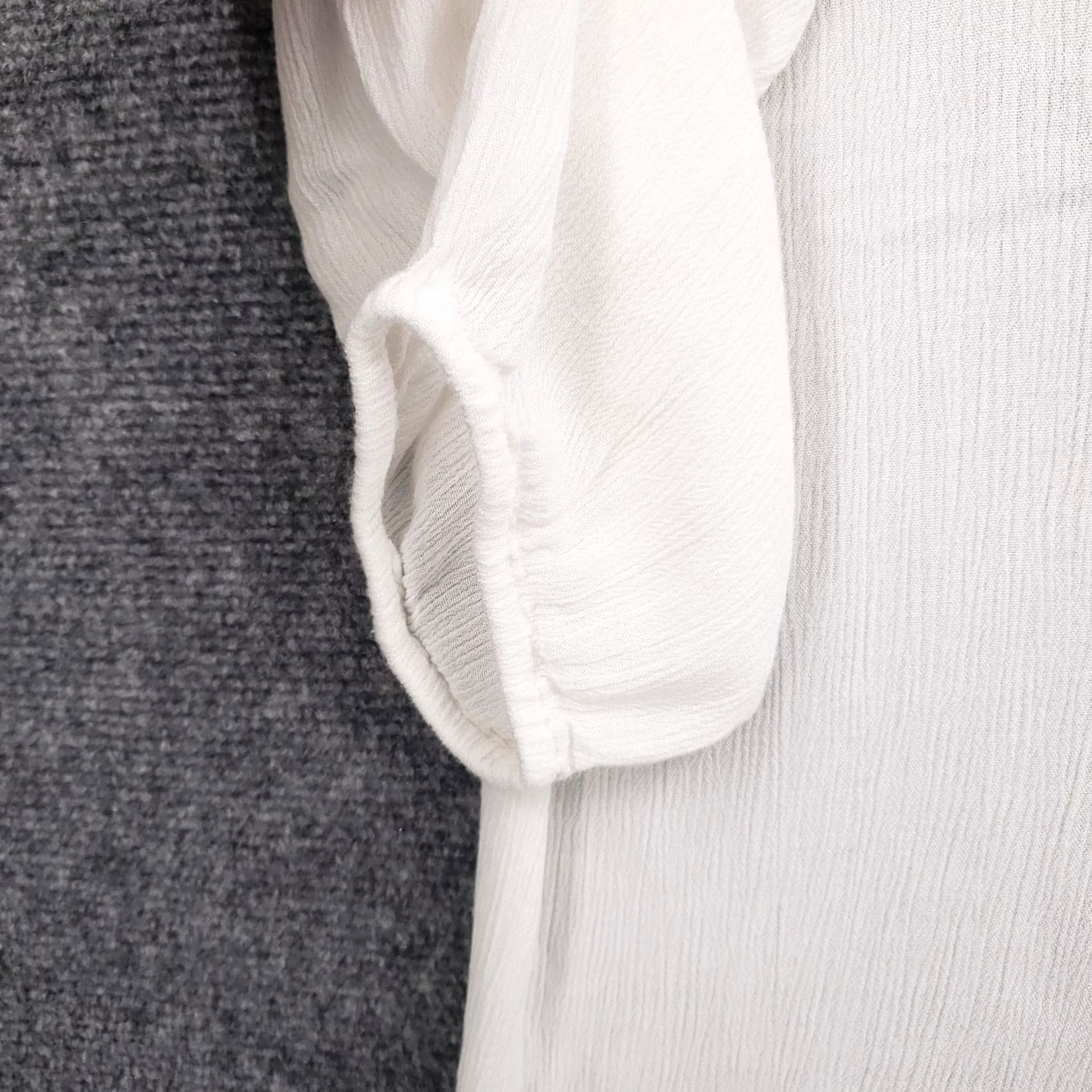Vintage Artisan NY Shift Dress Womens XL White Embroidered Lace Up Bohemia Casual Knee Length V-Neck Satin Rayon Shirt? Size XL / US 12-14 / IT 48-50 - 4 Thumbnail
