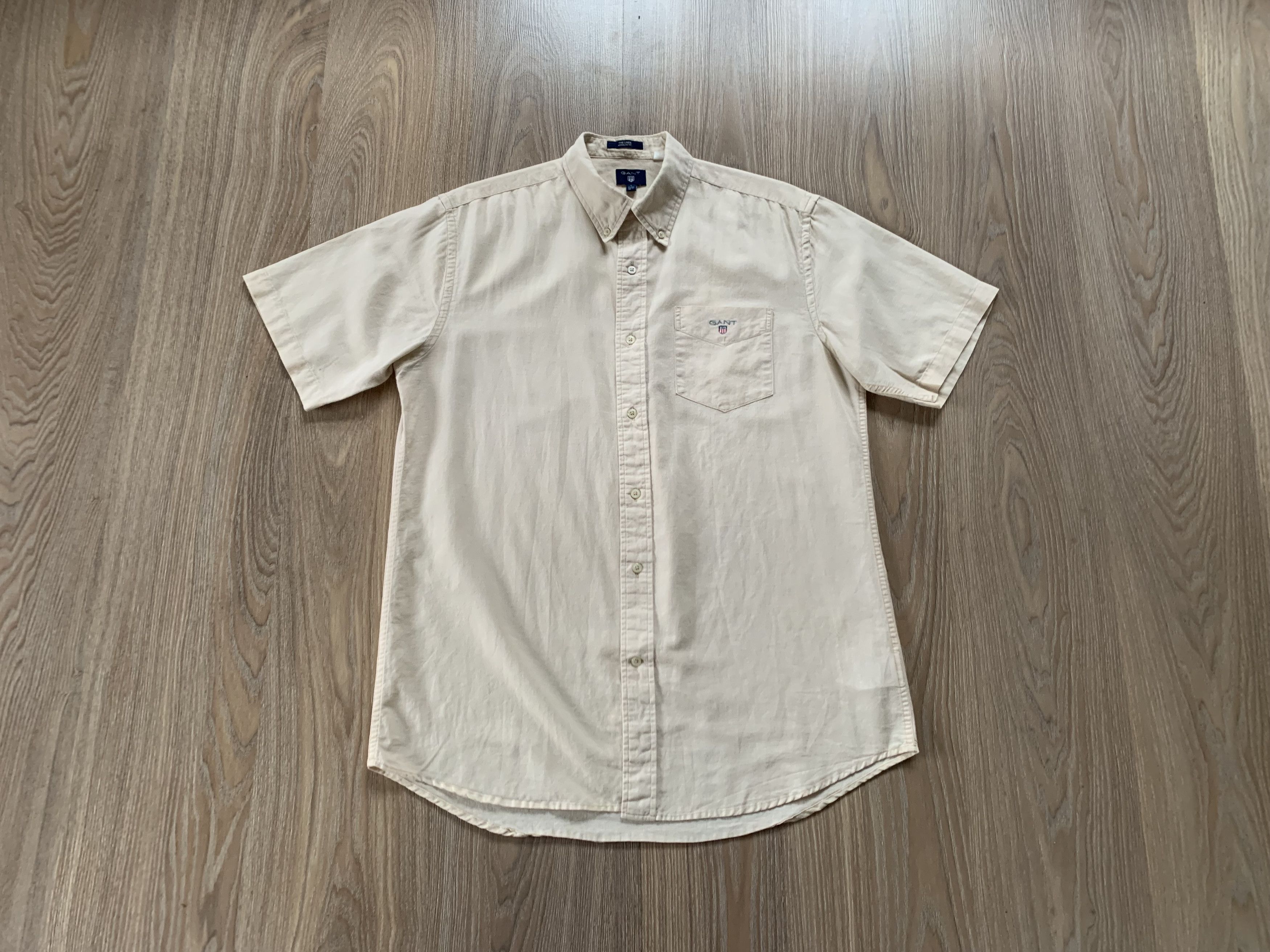 Gant Gant Beige Linen Short Sleeve Pocket Shirt Size US L / EU 52-54 / 3 - 1 Thumbnail