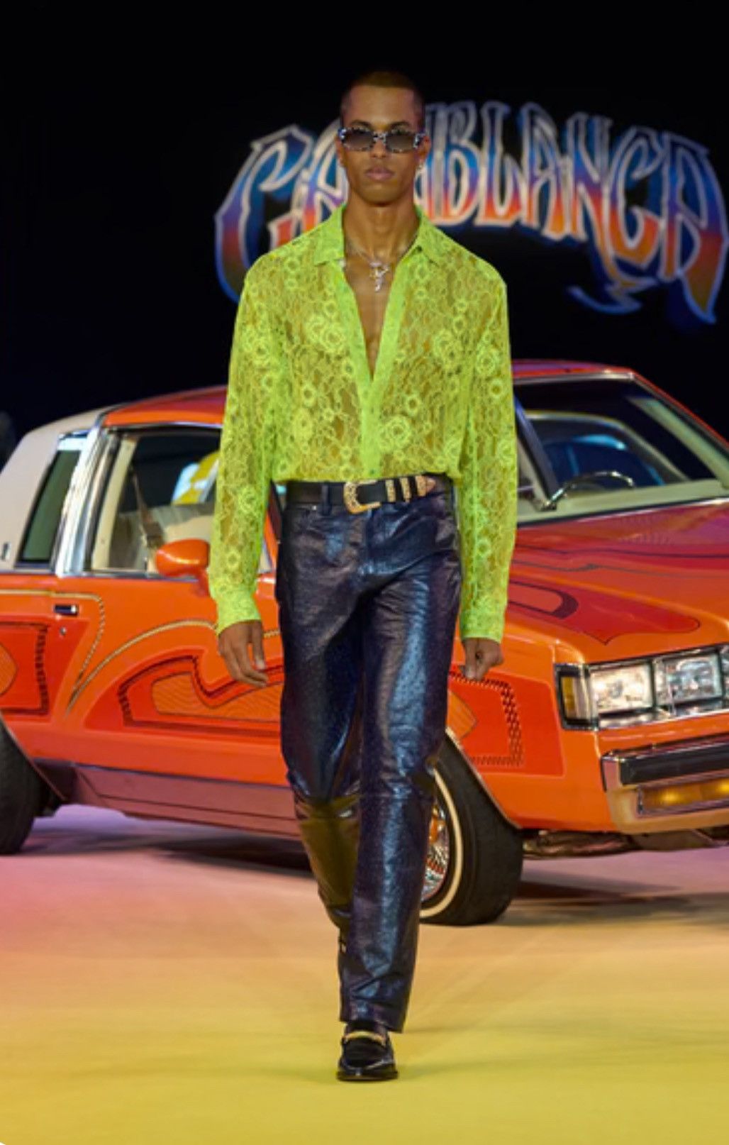 Casablanca *Runway piece* Lace neon long sleeve button up Size US L / EU 52-54 / 3 - 4 Thumbnail