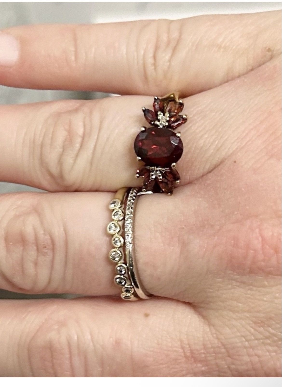 Other Authentic Vintage 14kt Yellow Gold Garnet and Diamond Ring Size ONE SIZE - 13 Thumbnail
