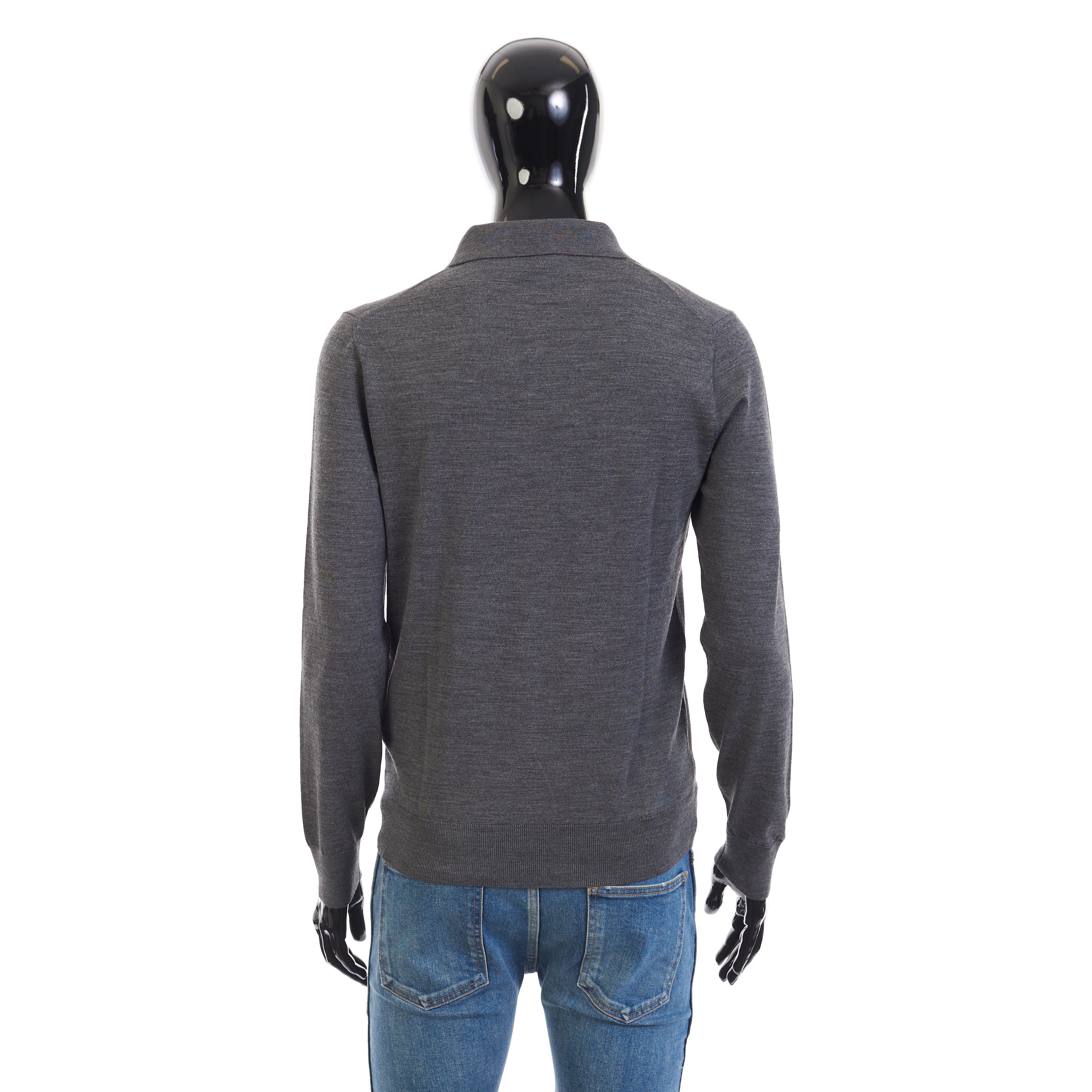 Brioni Polo Sweater With Metal Zip In Gray Wool Size US M / EU 48-50 / 2 - 6 Thumbnail