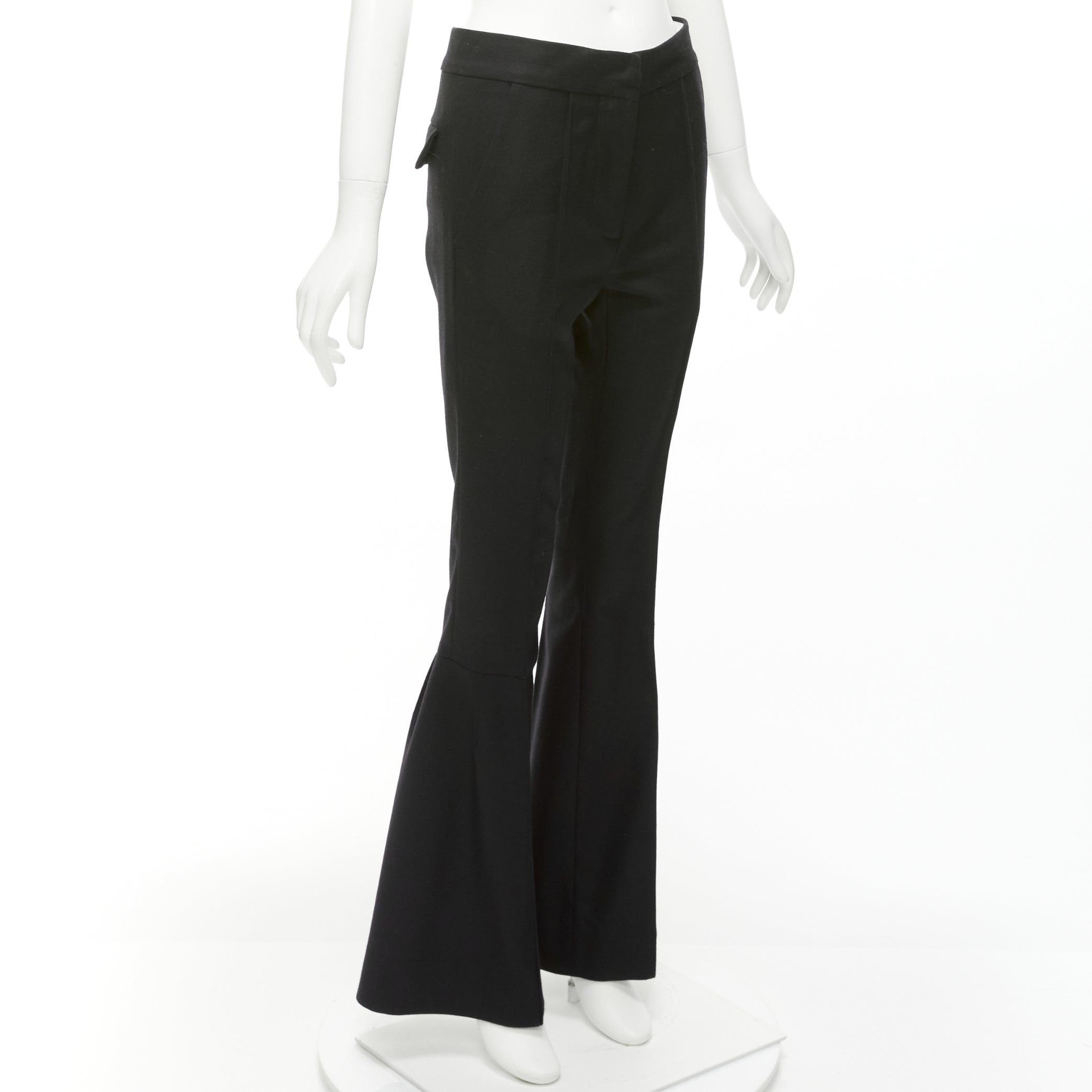 image of Marni Black Wool Twill Mid Waist Flared Dress Pants It38 Xs, Women's (Size 26)