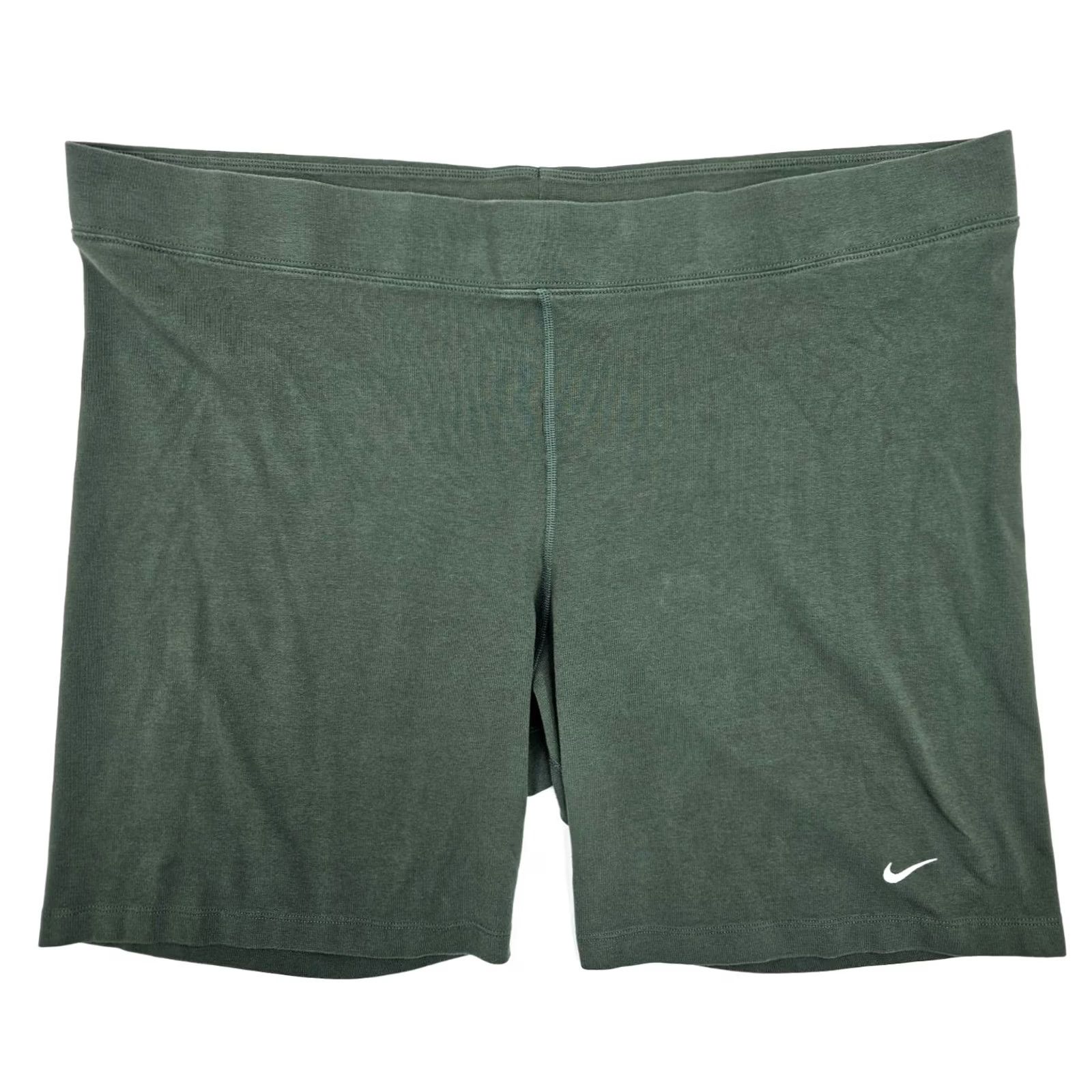 Nike VINTAGE Nike Essentials Sportswear Mid Rise Bike Shorts Women 3X Olive Green Size 40" / US 18 - 2 Thumbnail