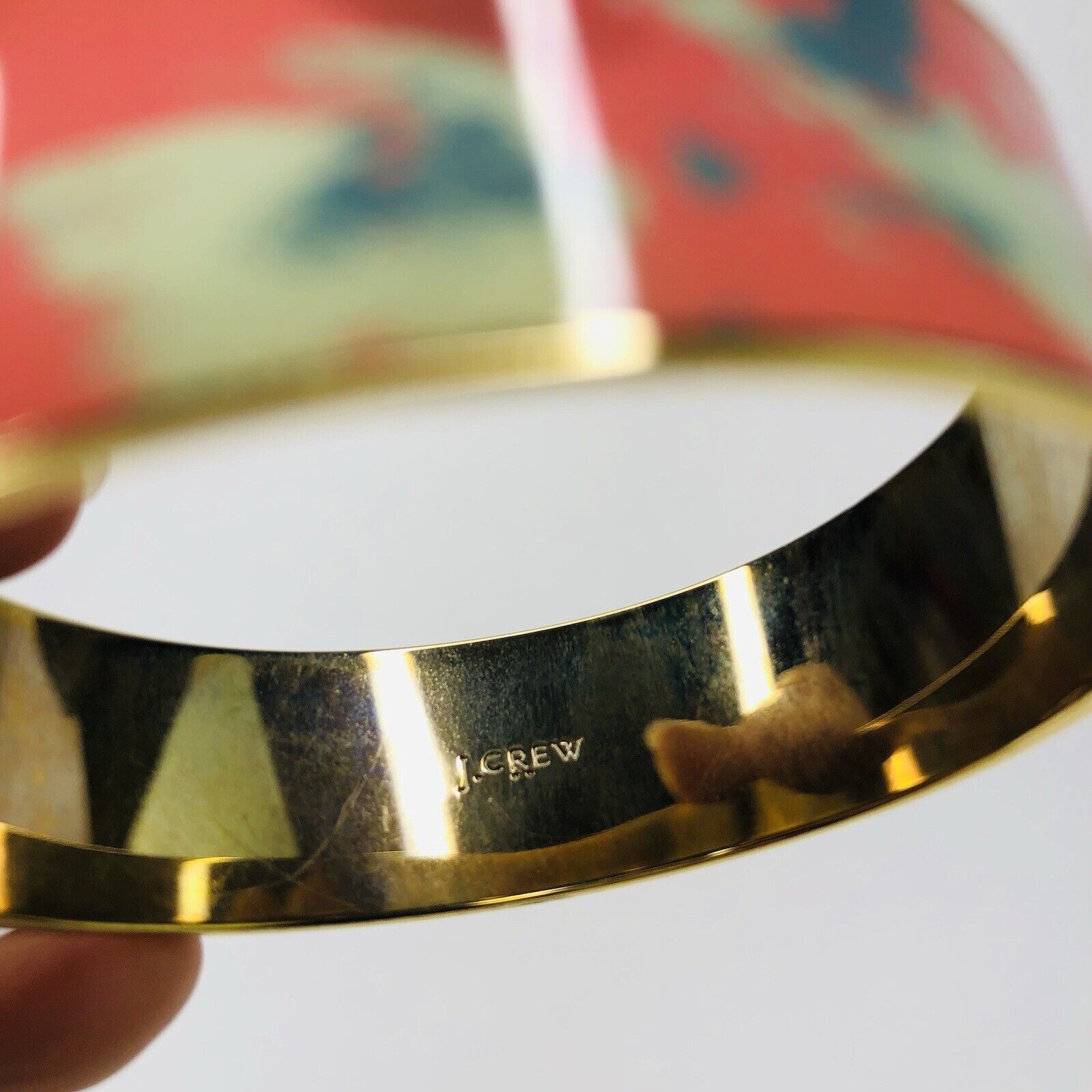 J.Crew J Crew Abstract Enamel Wide Bangle Bracelet Brick Red Gold Size ONE SIZE - 4 Thumbnail