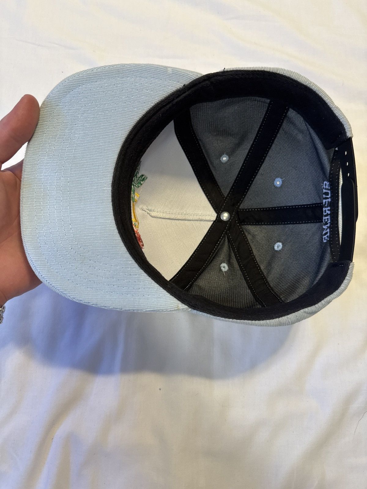 Supreme Supreme Rose Corduroy 5-Pan Light Blue Snapback Hat SS15 Size ONE SIZE - 3 Thumbnail
