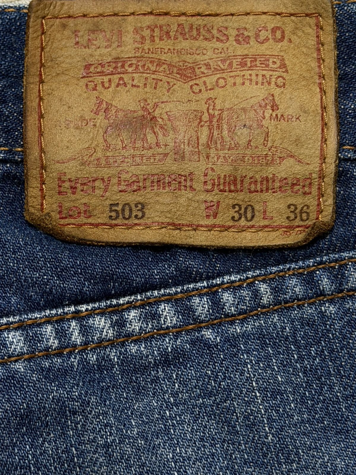 Levi's Vintage 90s Levis 503 Faded Wash Distress Relaxed Wide Leg Size US 30 / EU 46 - 6 Thumbnail