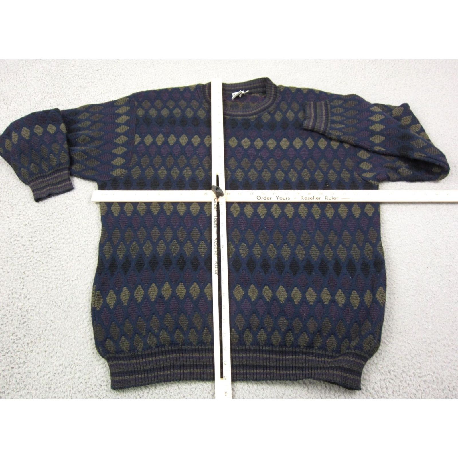 Vintage VINTAGE Mondo di Marco Sweater Mens XL Blue Diamond Wool Acrylic 80s Pullover Crew Neck Long New title Size US XL / EU 56 / 4 - 6 Thumbnail
