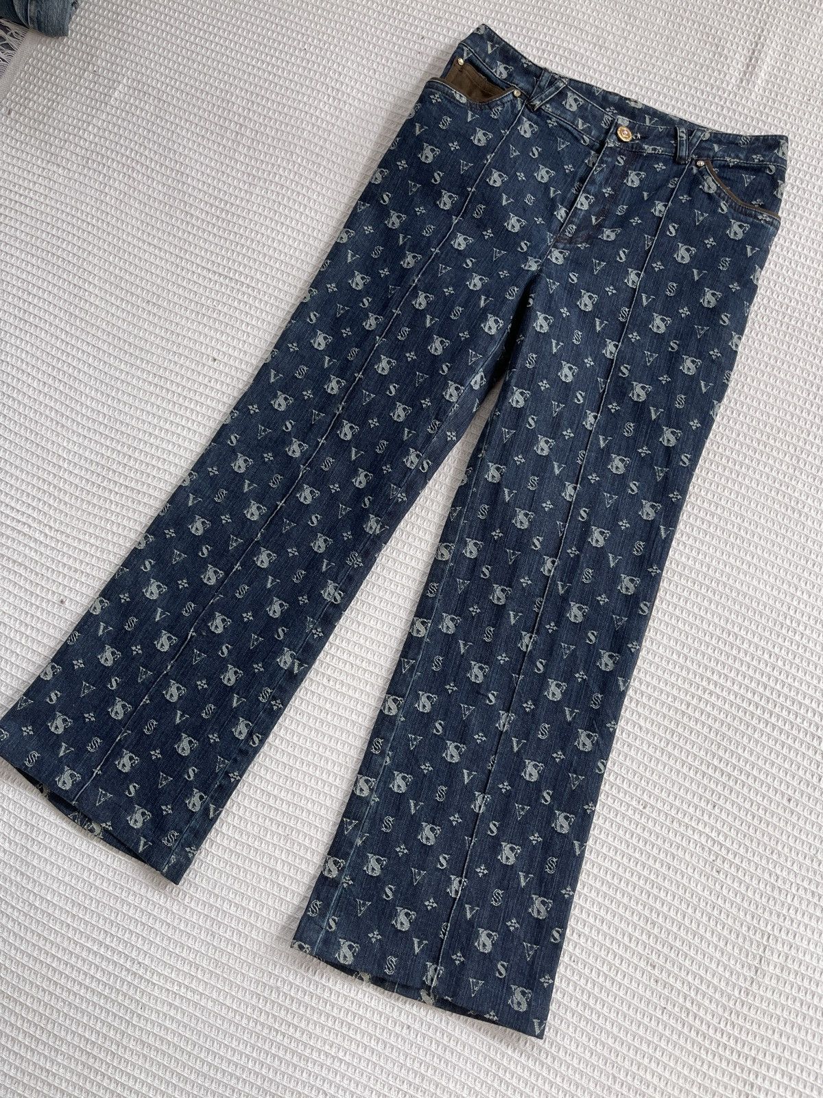 If Six Was Nine Last Drop🔥Very Rare🔥Designer Japan VALENZA Monogram Jeans Size 28" / US 6 / IT 42 - 3 Thumbnail