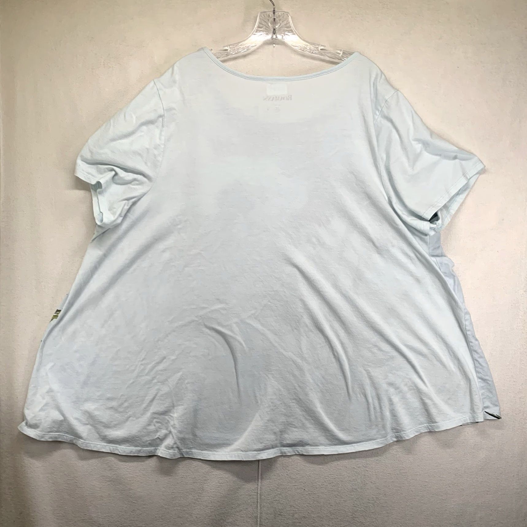 Vintage VINTAGE Roaman's Women's 2X Paris Floral T-Shirt Casual Short Sleeve Cotton Rayon Blue All Seasons Size XXL / US 16-18 / IT 52-54 - 2 Thumbnail