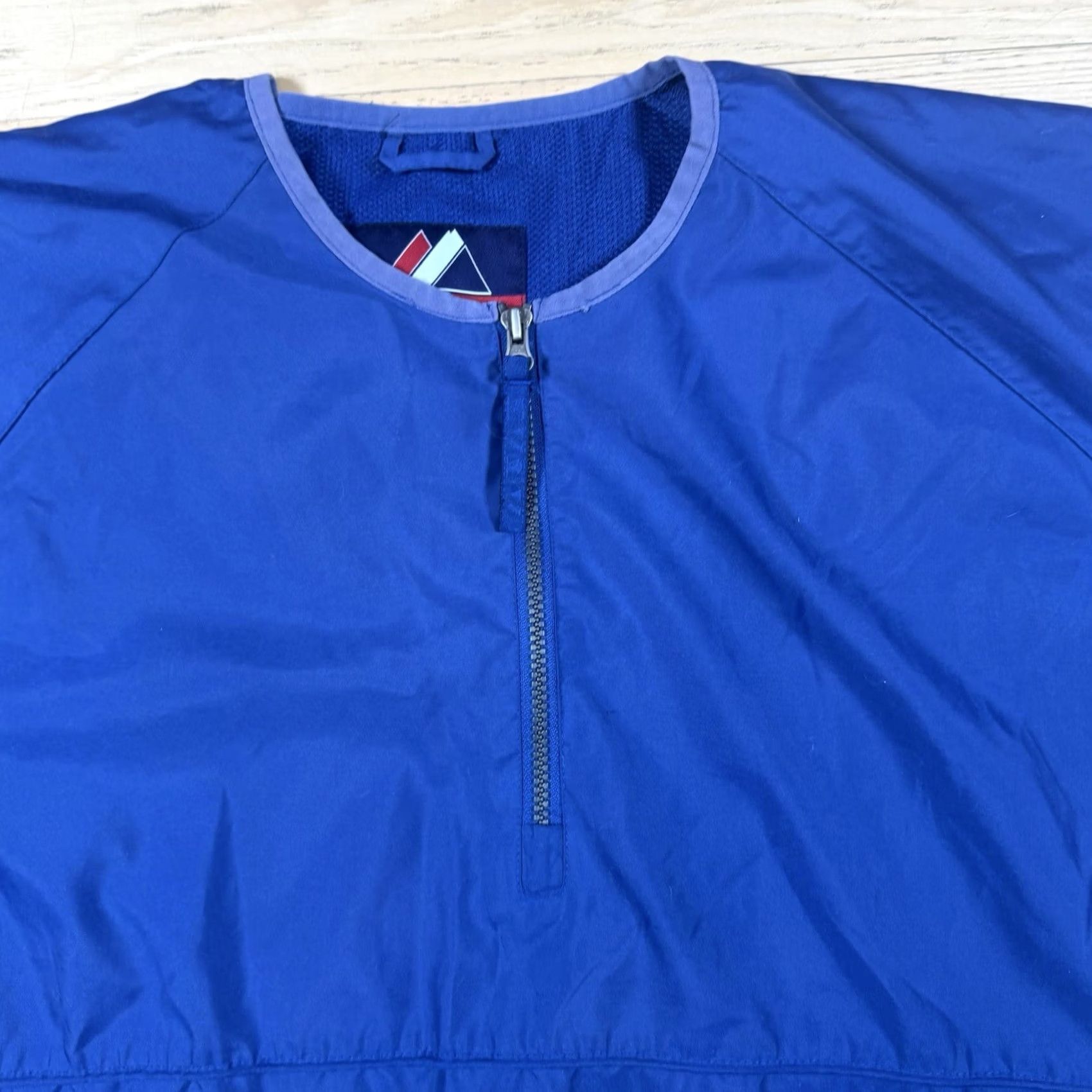 Vintage VINTAGE Majestic Baseball Jacket Windbreaker Pullover 1/4 Zip XL Mens Blue Nylon 100% Jacket/Activewear 90s Size US XL / EU 56 / 4 - 3 Thumbnail