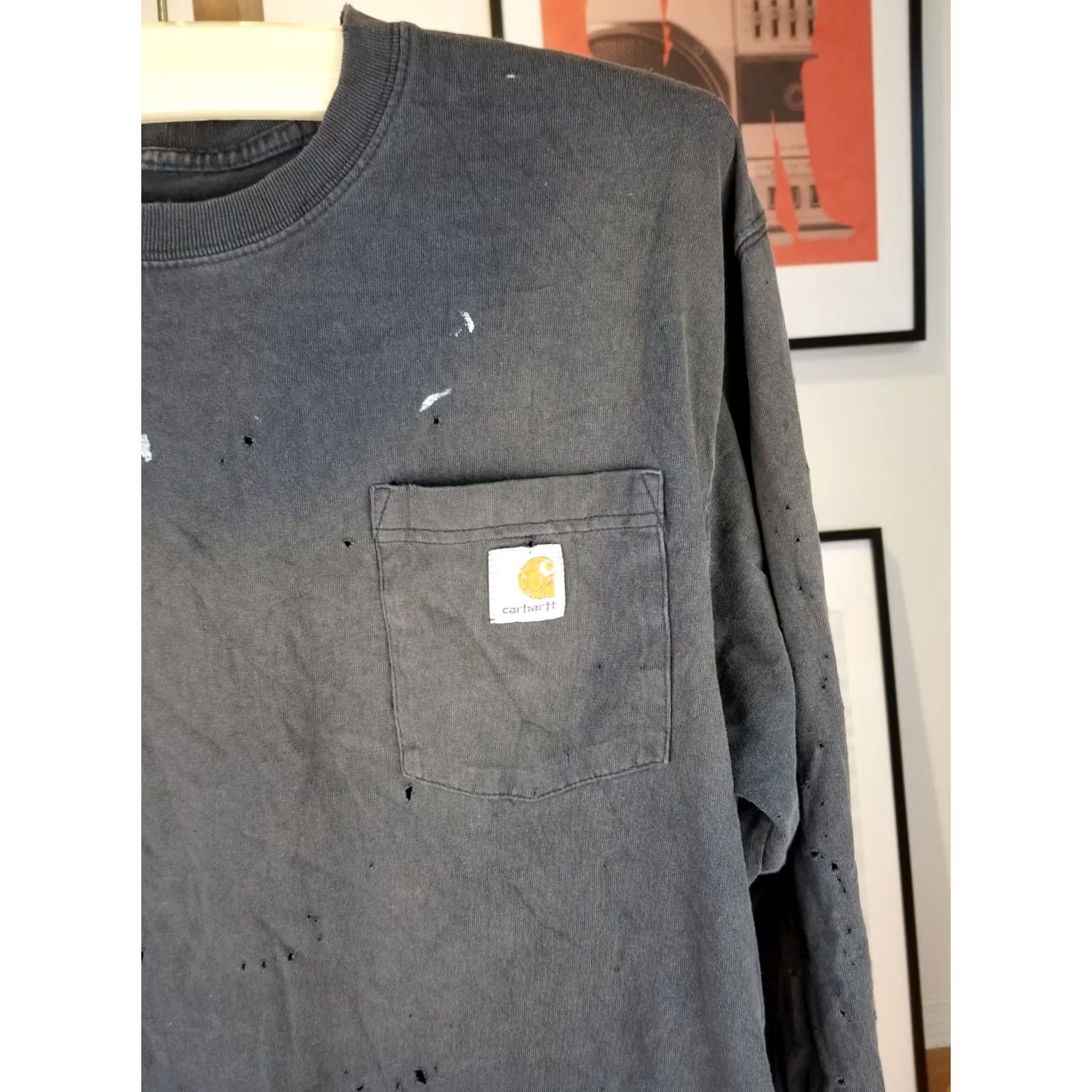 Carhartt VINTAGE Carhartt Long Sleeve T-Shirt Polo Shirt Size L Black with One Pocket Mens 29" Top to Bottom 21" Cross Shoulder 24" Chest 25" Dictionary Size US L / EU 52-54 / 3 - 2 Thumbnail