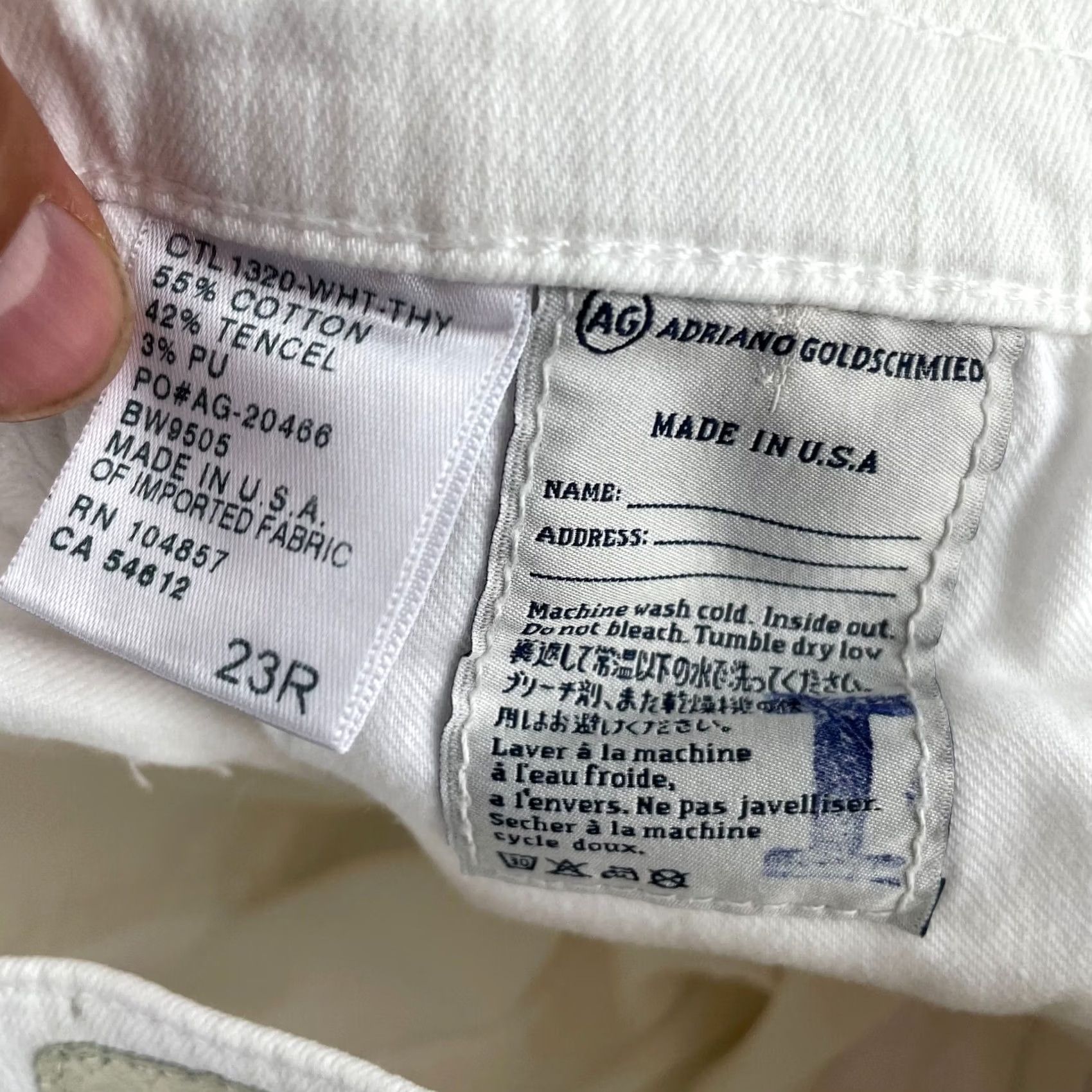 Theory AG Adriano Goldschmied x Theory Jeans Women 23R Cropped Tomboy Crop White Denim Slim 26x25 5-Pocket Size 40" / US 18 - 3 Thumbnail