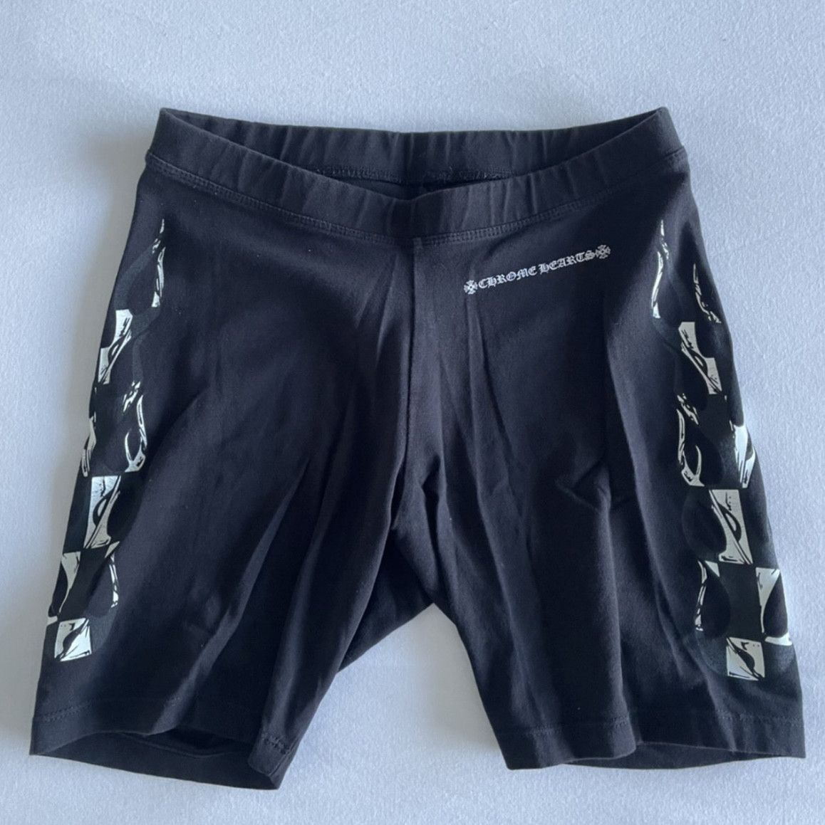 image of Chrome Hearts Matty Boy Flame Biker Shorts in Black, Women's (Size 27)