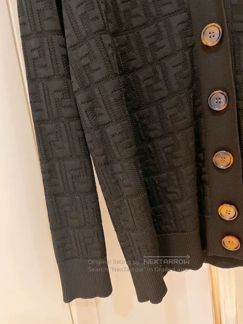 Other Fendi Black FF Monogram Knit Cardigan with Cut-Out Logo Le Size XXS / US 00 / IT 34 - 4 Thumbnail