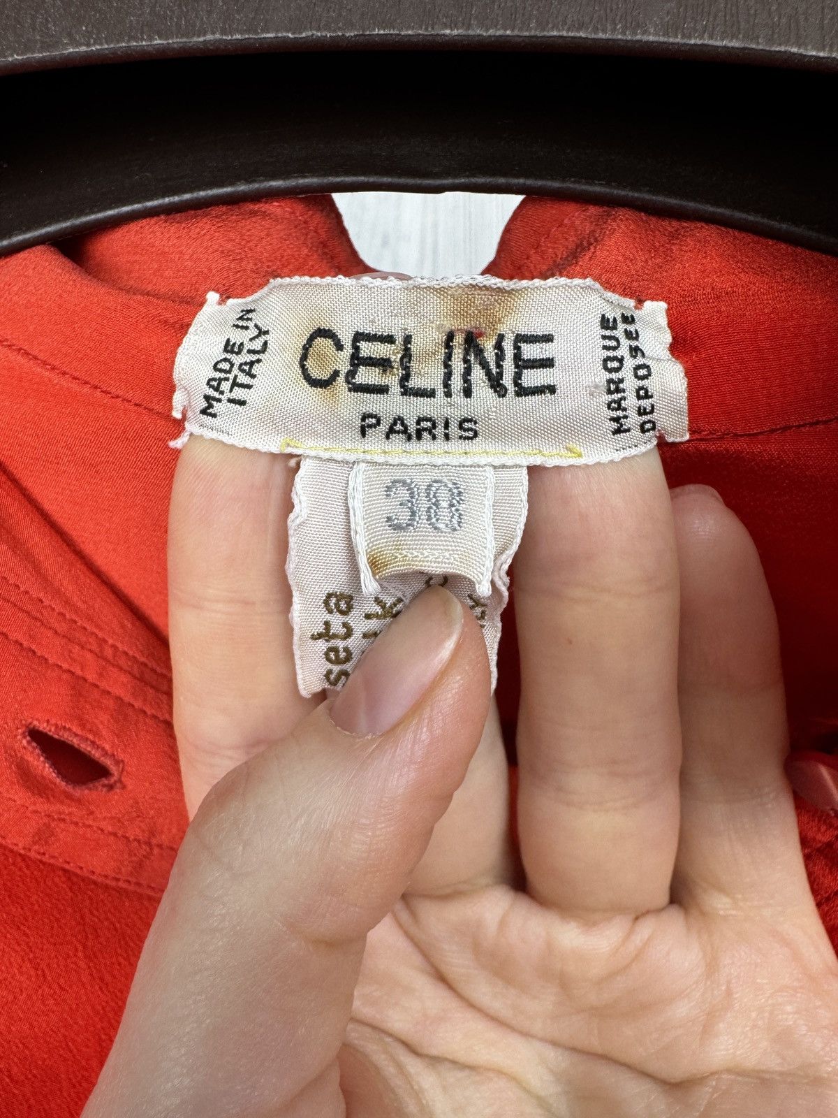 Celine Celine vintage 80s Red Silk Luxury 2 pockets blouse size 38 Size S / US 4 / IT 40 - 12 Thumbnail