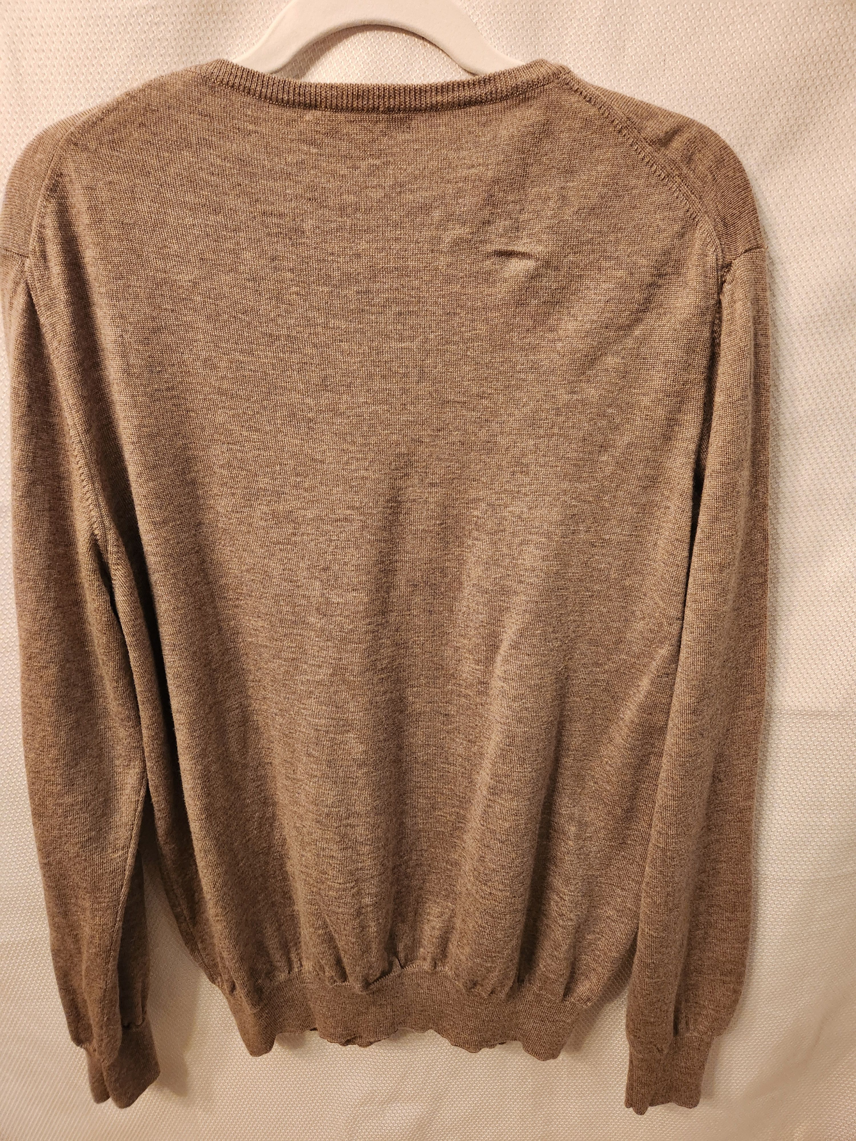 Paolo Mondo 100% Wool V-Neck Beige Pullover Sweater Size US XL / EU 56 / 4 - 2 Thumbnail