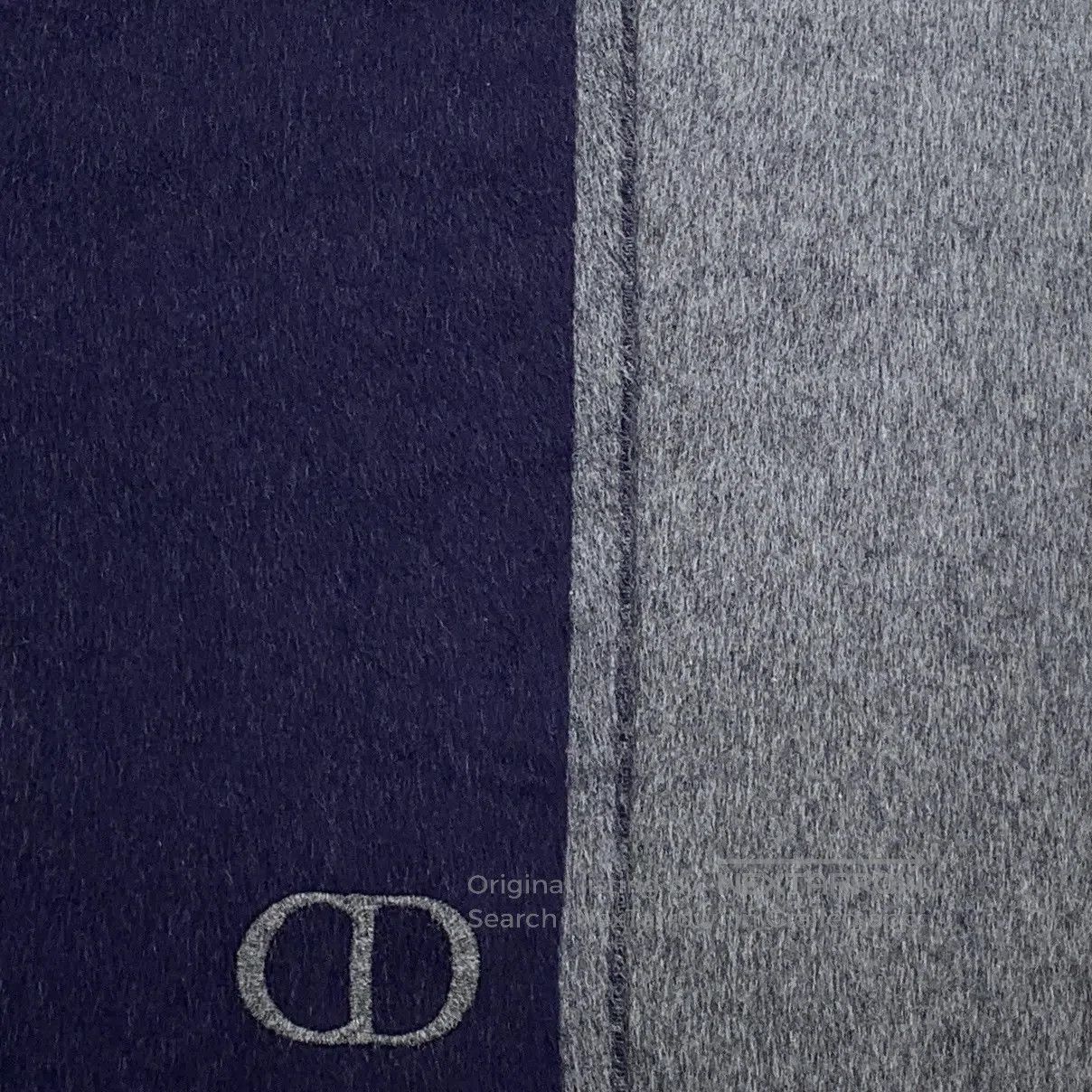 Dior Dior Dark Blue CD Letter Embroidered Silk Fringe Scarf| Size ONE SIZE - 6 Thumbnail