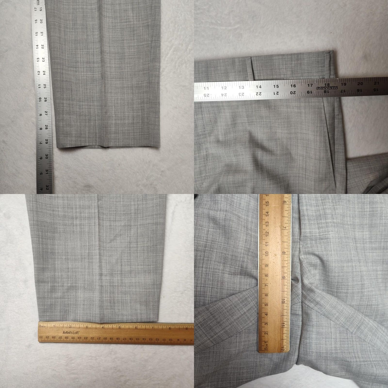 Zanella Pants Mens 36x30 Gray Wool Check Dress Flat Front Stretch Parker Italy