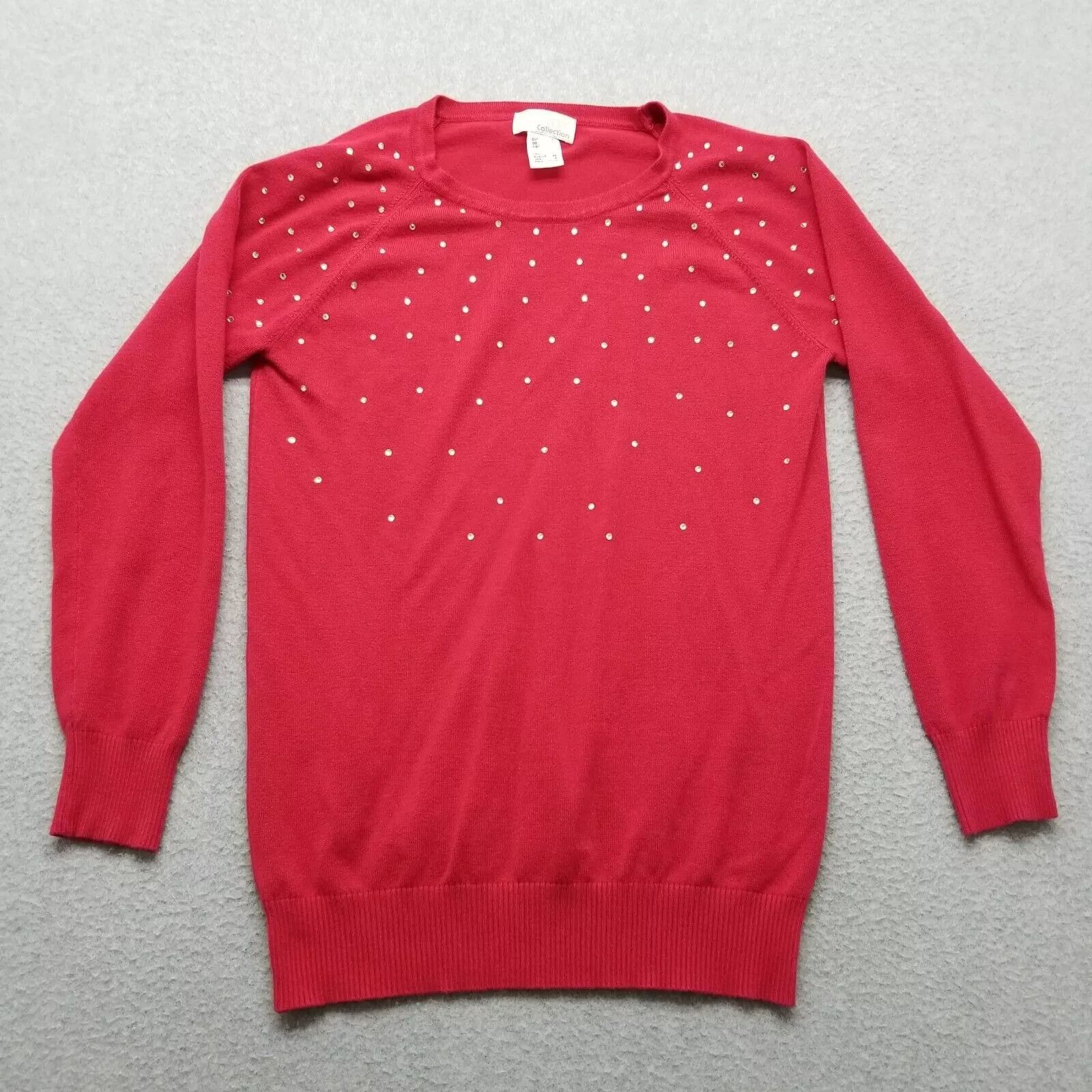 Other Alessa W Collection Sweater Womens 4 Red Long Sleeve Stones Size S / US 4 / IT 40 - 1 Thumbnail