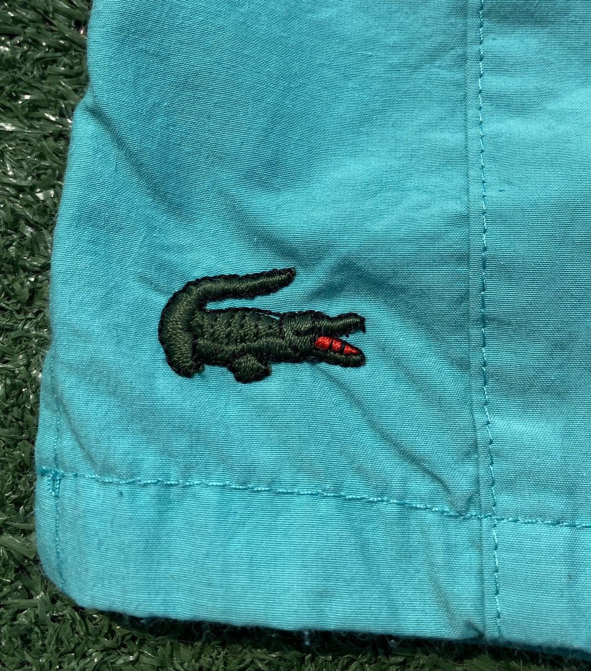 Lacoste Vintage 90’s Izod Lacoste Aqua Blue Lined Swim Trunk Shorts Size US 40 / EU 56 - 2 Thumbnail