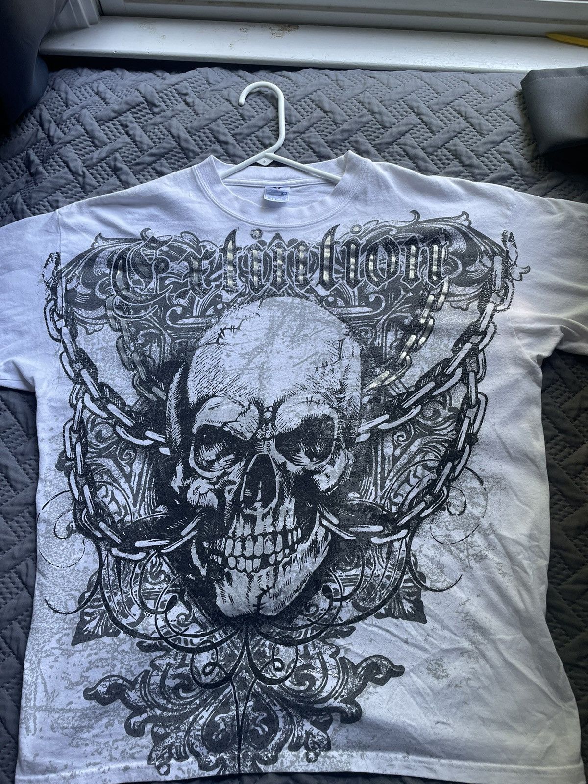 Affliction × Vintage Skull Vintage Affliction White Tee Size US XL / EU 56 / 4 - 1 Thumbnail