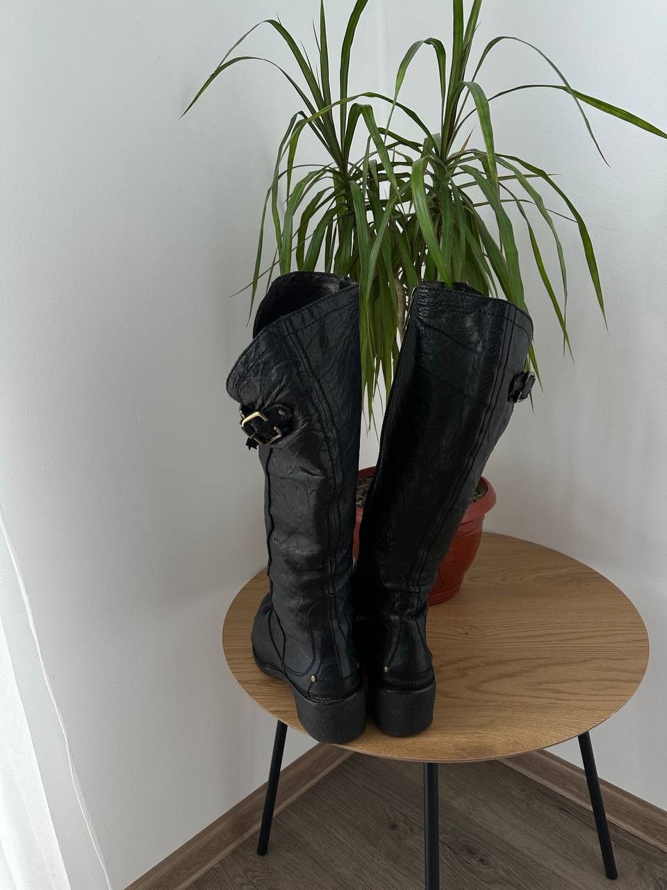 Genuine Leather × Japanese Brand CAFENOIR Women’s Black Leather Knee-High Italian Boots Size US 8.5 / IT 38.5 - 11 Thumbnail
