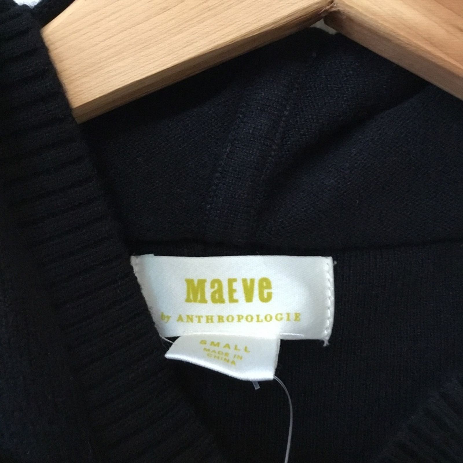 Anthropologie Maeve Black Crop Hoodie Sweater with Cape Sleeves Size S / US 4 / IT 40 - 3 Thumbnail