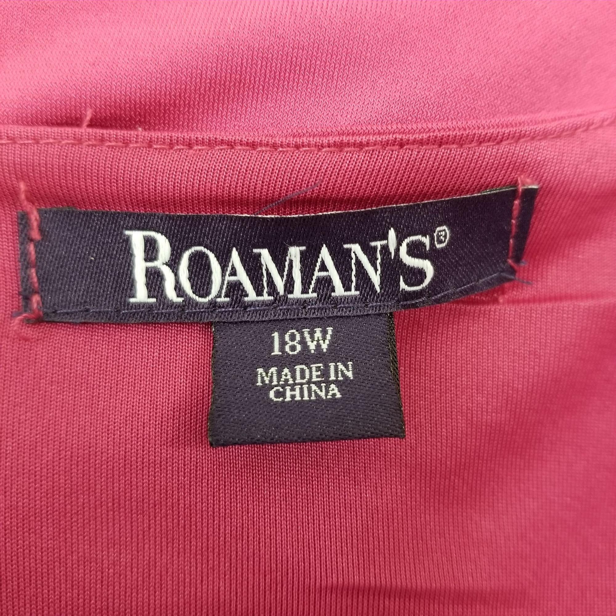 Vintage Roamans 18W Hot Pink Dress Stretch Sleeveless V Neck Midi Su Size XXL / US 16-18 / IT 52-54 - 2 Thumbnail