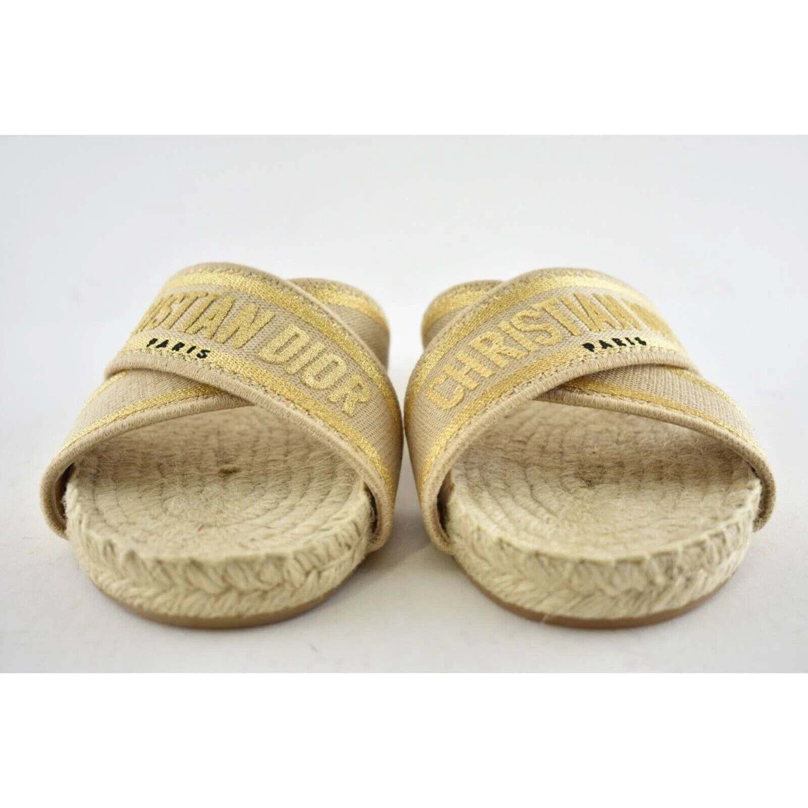 Dior Christian Dior Granville Dway Gold Beige Espadrille Size US 5 / IT 35 - 6 Thumbnail