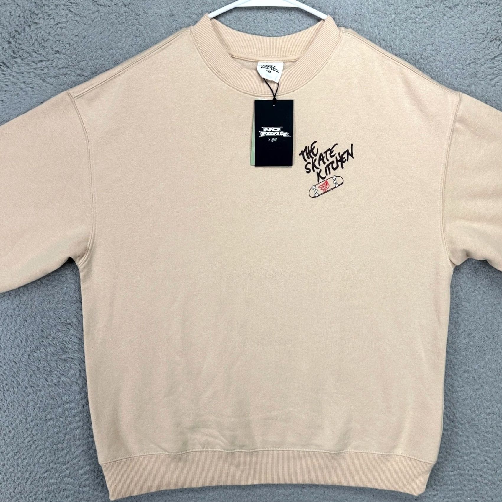 No Fear No Fear H&M Sweater Crewneck Mens Small Tan Brown The Skate Kitchen Fleece Lined NEW Size US S / EU 44-46 / 1 - 3 Thumbnail