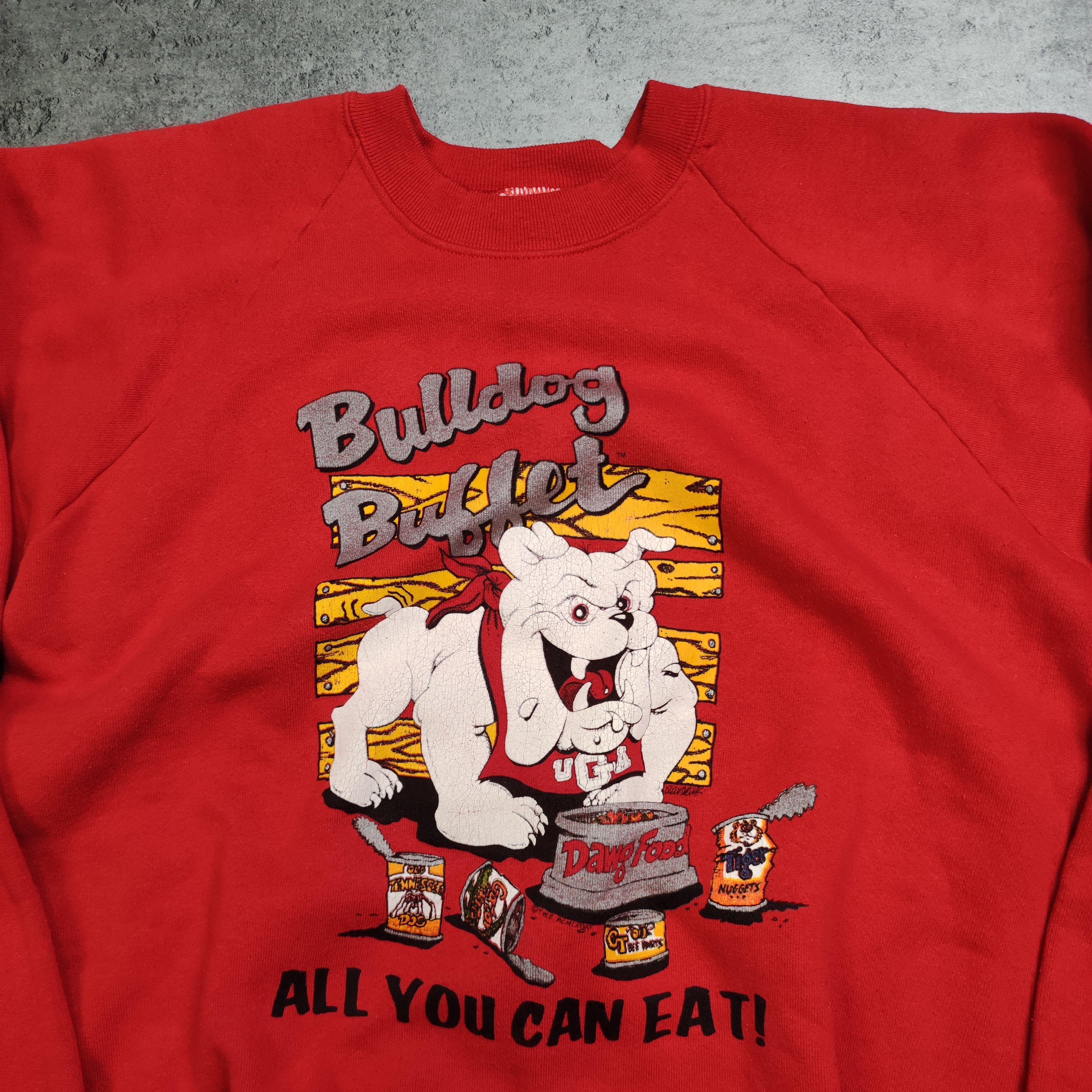 Vintage RARE OG 90s Bulldog Bubbet All You Can Eat Promo Crewneck Size US XL / EU 56 / 4 - 4 Thumbnail