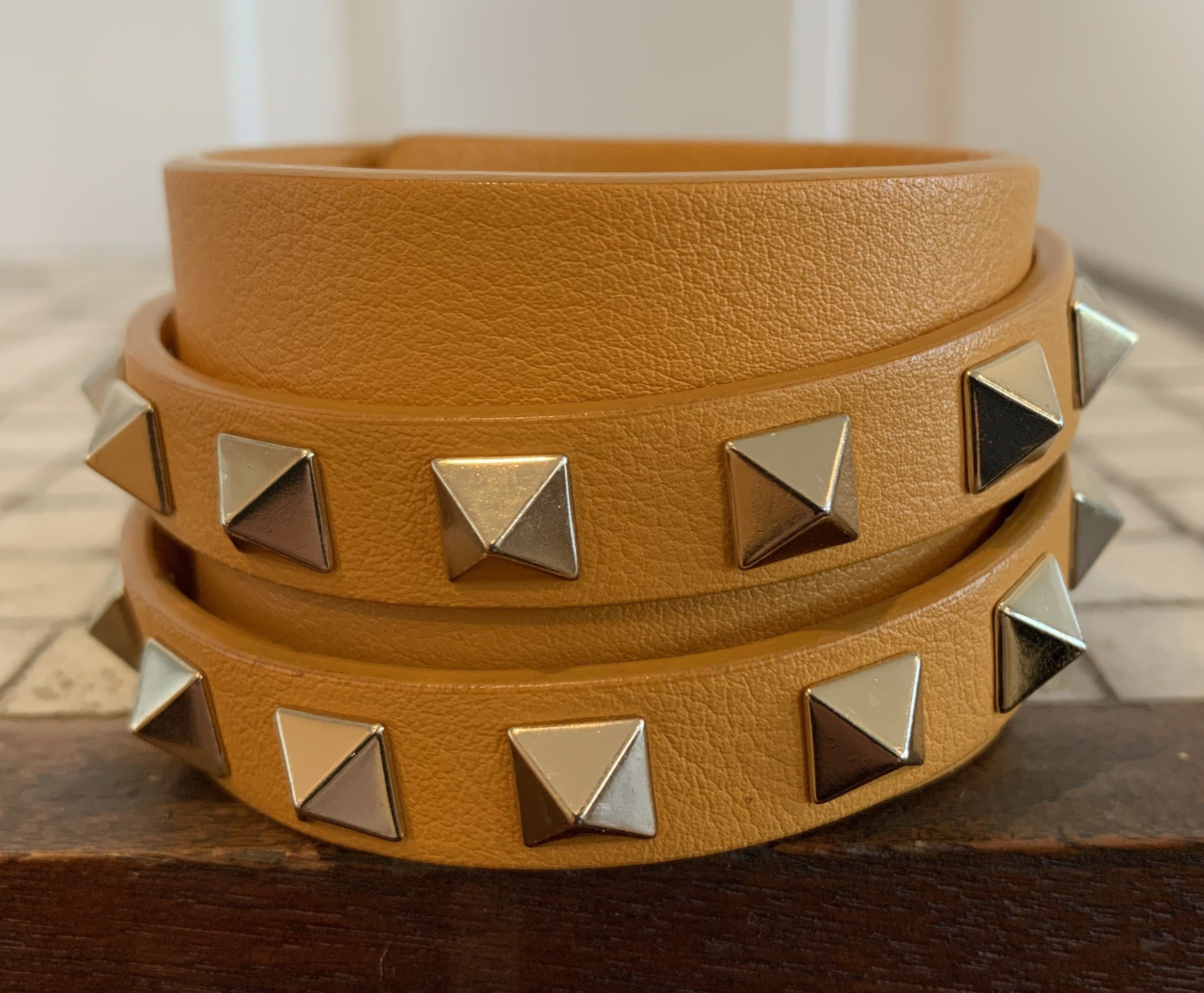 Valentino Studded Leather Wrap Bracelet