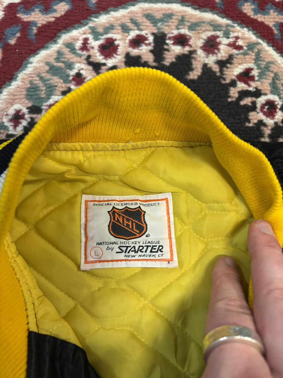 NHL × Starter × Vintage Vintage 90’s Boston Bruins Satin Starter Jacket Size US L / EU 52-54 / 3 - 4 Thumbnail