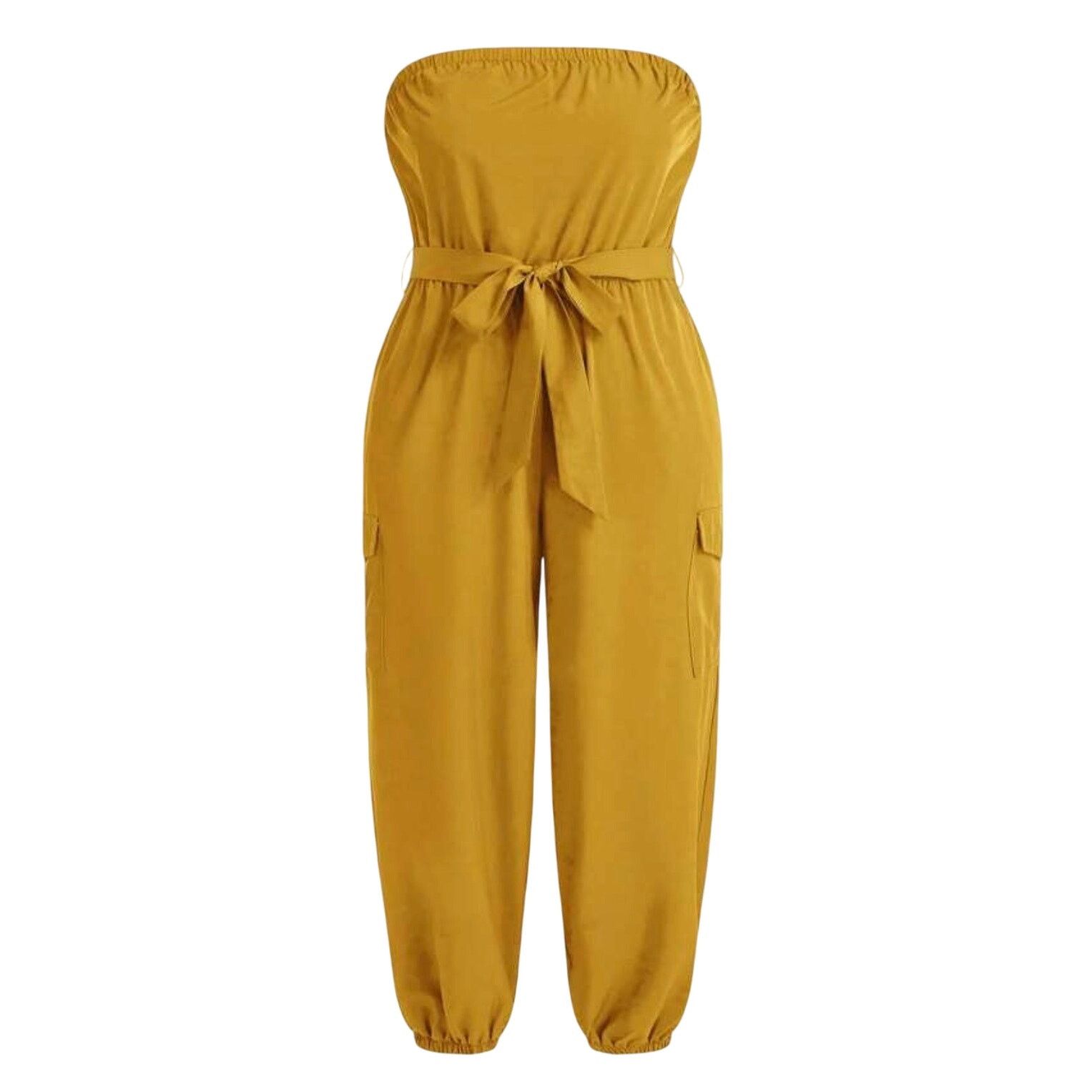 Shein Strapless Jumpsuit with Pockets in Yellow, Size 2XL Size 38" / US 16 / IT 52 - 1 Thumbnail