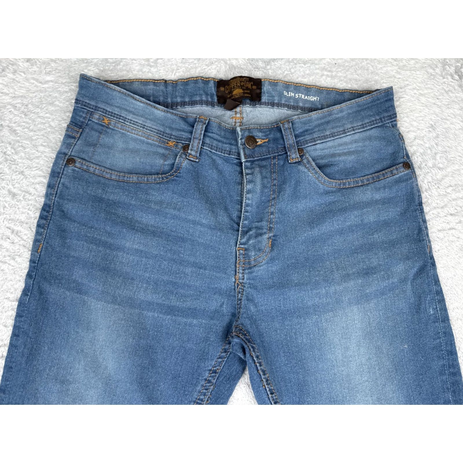 Vintage Copper & Oak Jeans Mens 32x30 Blue Slim Straight Leg Cotton Blend Medium Wash Size US 32 / EU 48 - 4 Thumbnail