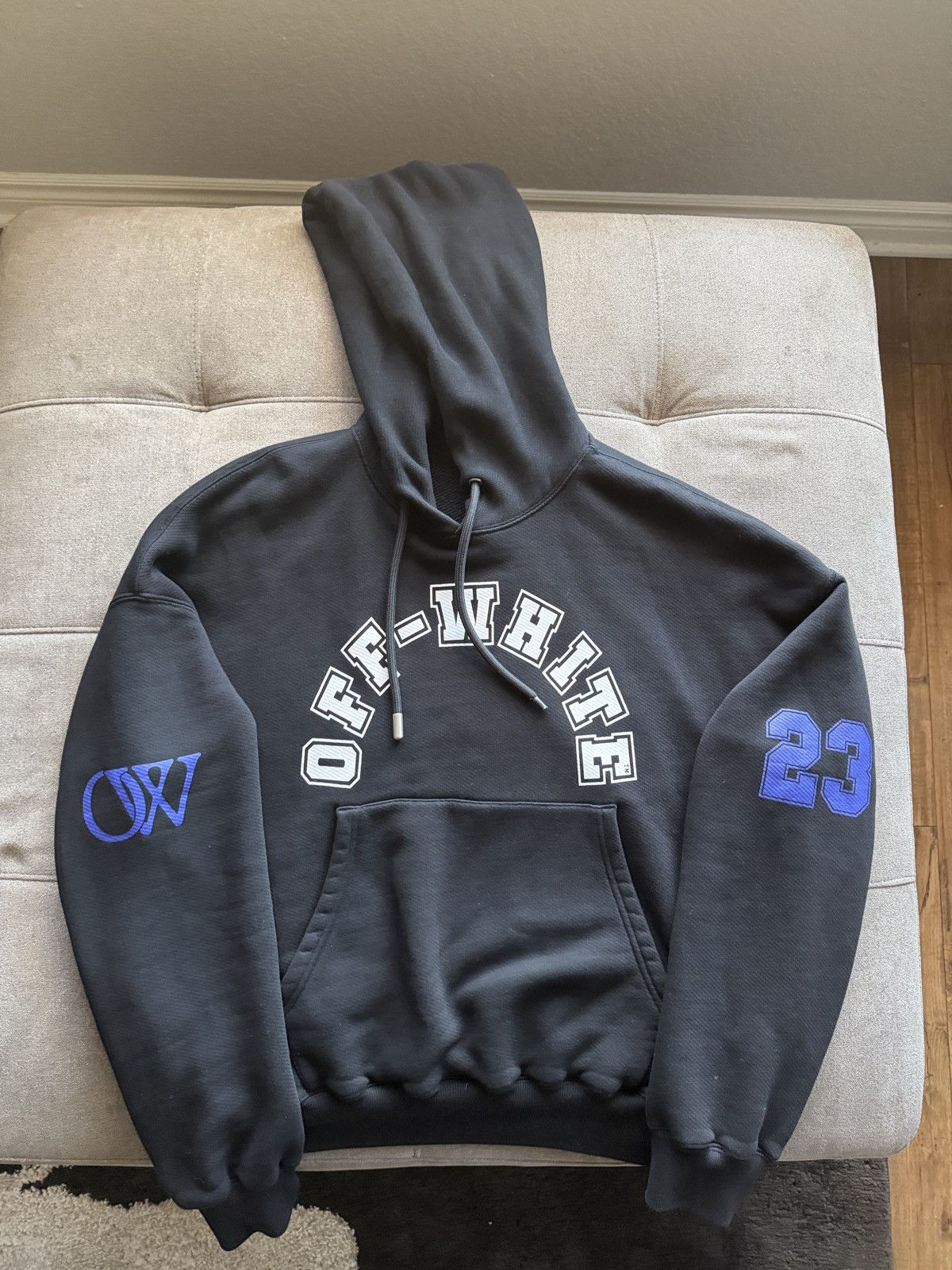 Off-White Off-White - Printed Cotton-Jersey Hoodie - Black Size US S / EU 44-46 / 1 - 1 Thumbnail