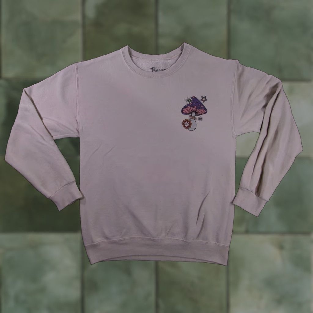 Vintage Bowery Supply Co Sweatshirt Womens S Crewneck Mushroom Graphic Front Back Size S / US 4 / IT 40 - 1 Thumbnail