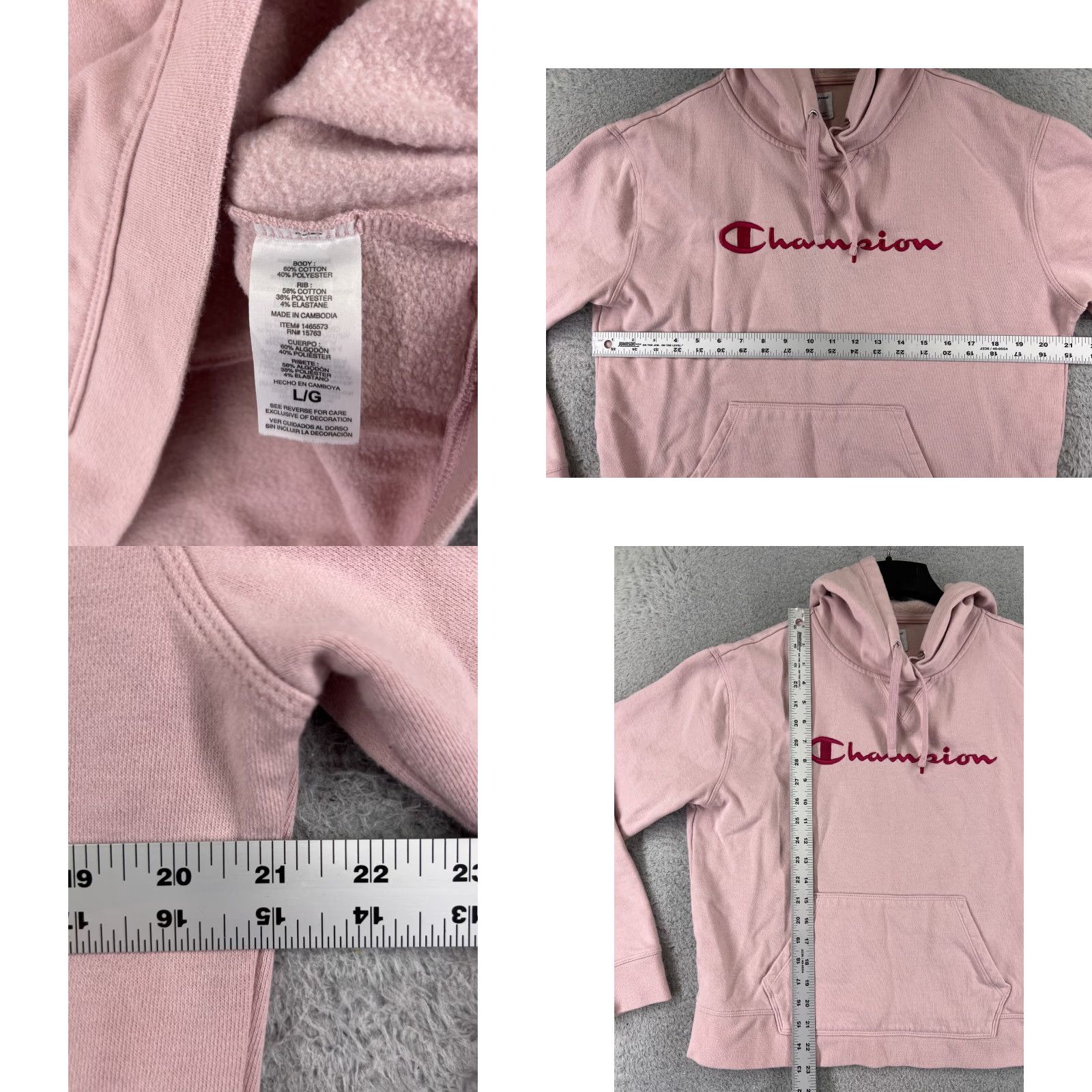 Champion Champion Hoodie Women Large Pink Pullover Kangaroo Pocket Embroidered Size L / US 10 / IT 46 - 8 Thumbnail
