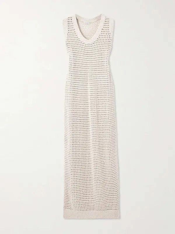 Brunello Cucinelli o1y0725 Maxi Dress in Beige Size L / US 10 / IT 46 - 1 Thumbnail
