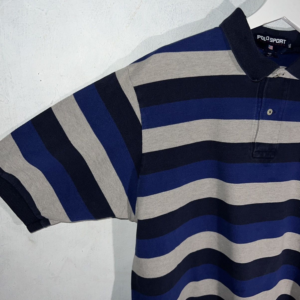 Polo Ralph Lauren 90s vintage polo sports striped USA shirt XL Size US XL / EU 56 / 4 - 4 Thumbnail